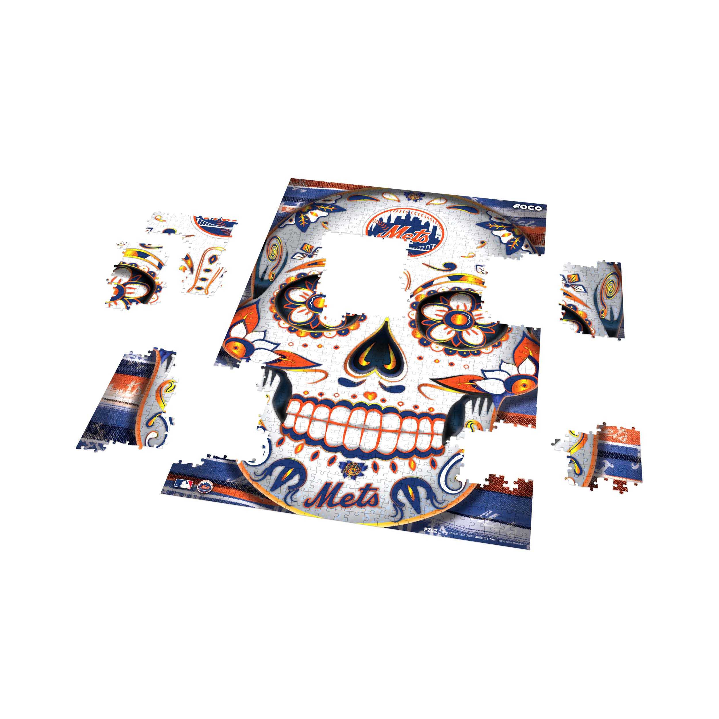 New York Mets MLB Sugar Skull 1000 Piece Jigsaw Puzzle PZLZ - Image 3