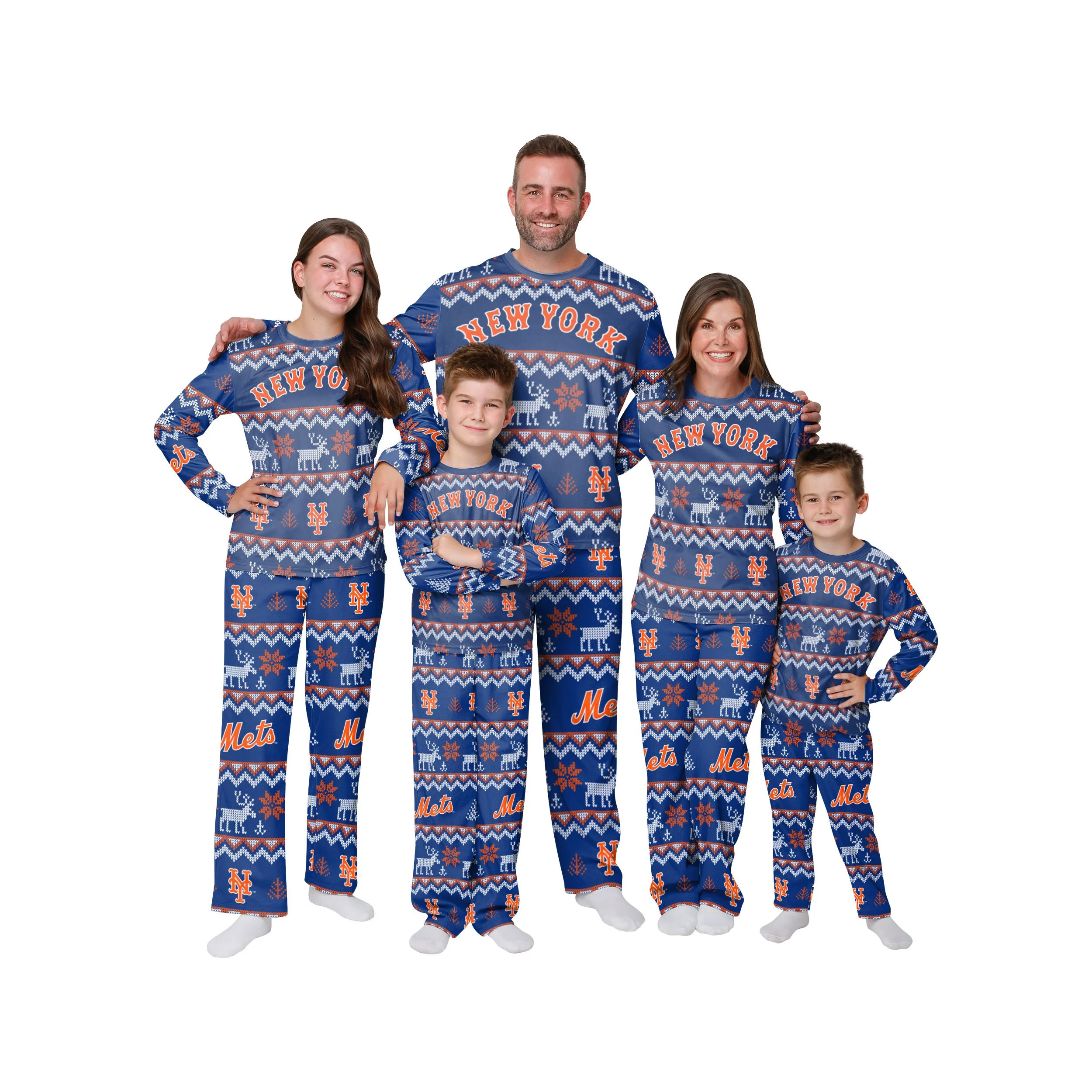 New York Mets MLB Ugly Pattern Family Holiday Pajamas