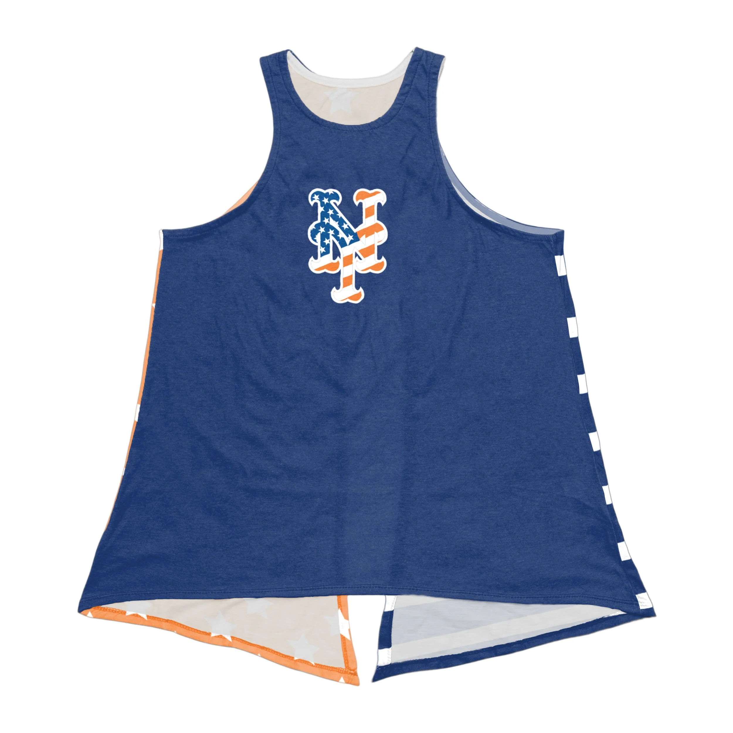 New York Mets MLB Womens Americana Tie-Breaker Sleeveless Top - Image 3