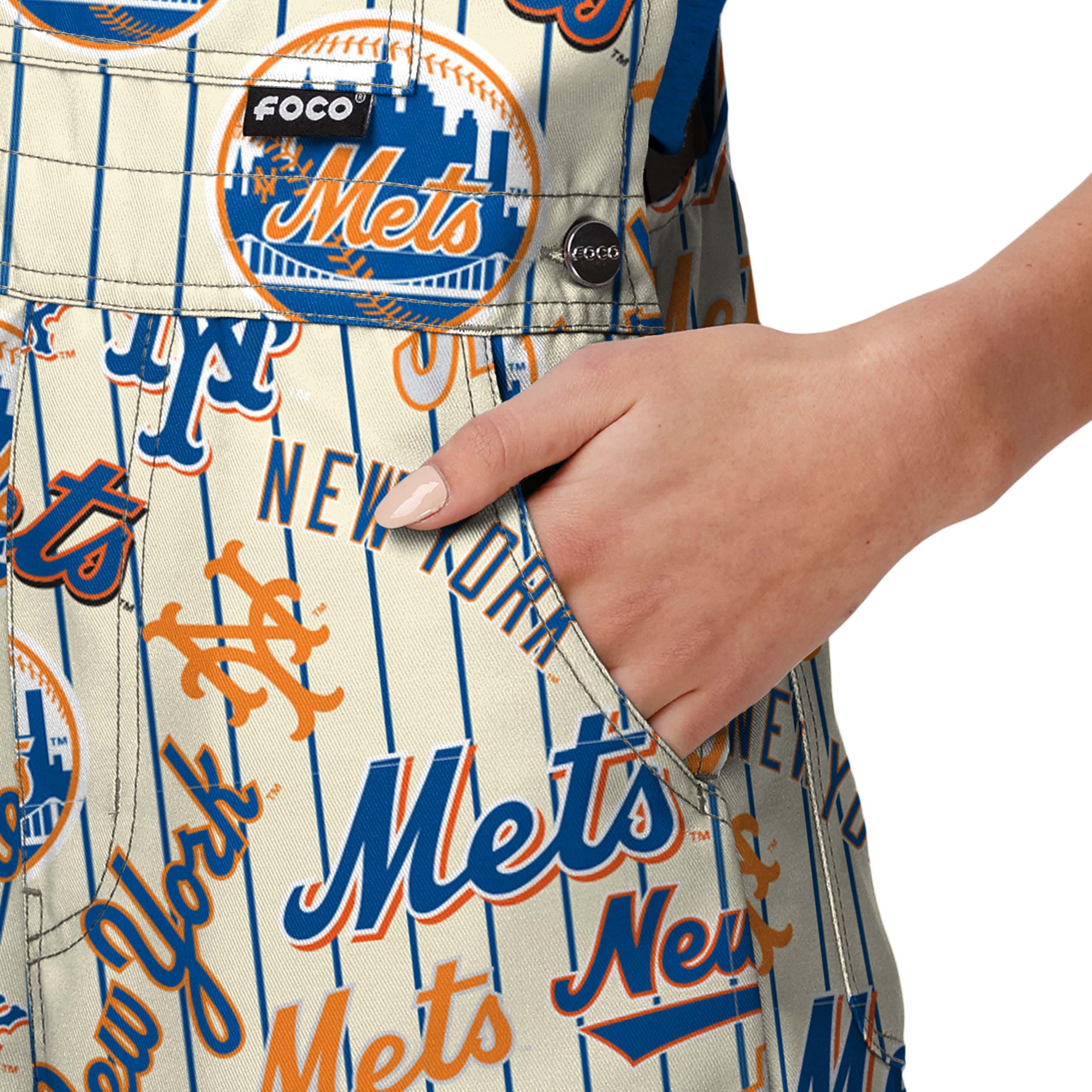 New York Mets MLB Womens Historic Print Bib Shortalls - Image 5