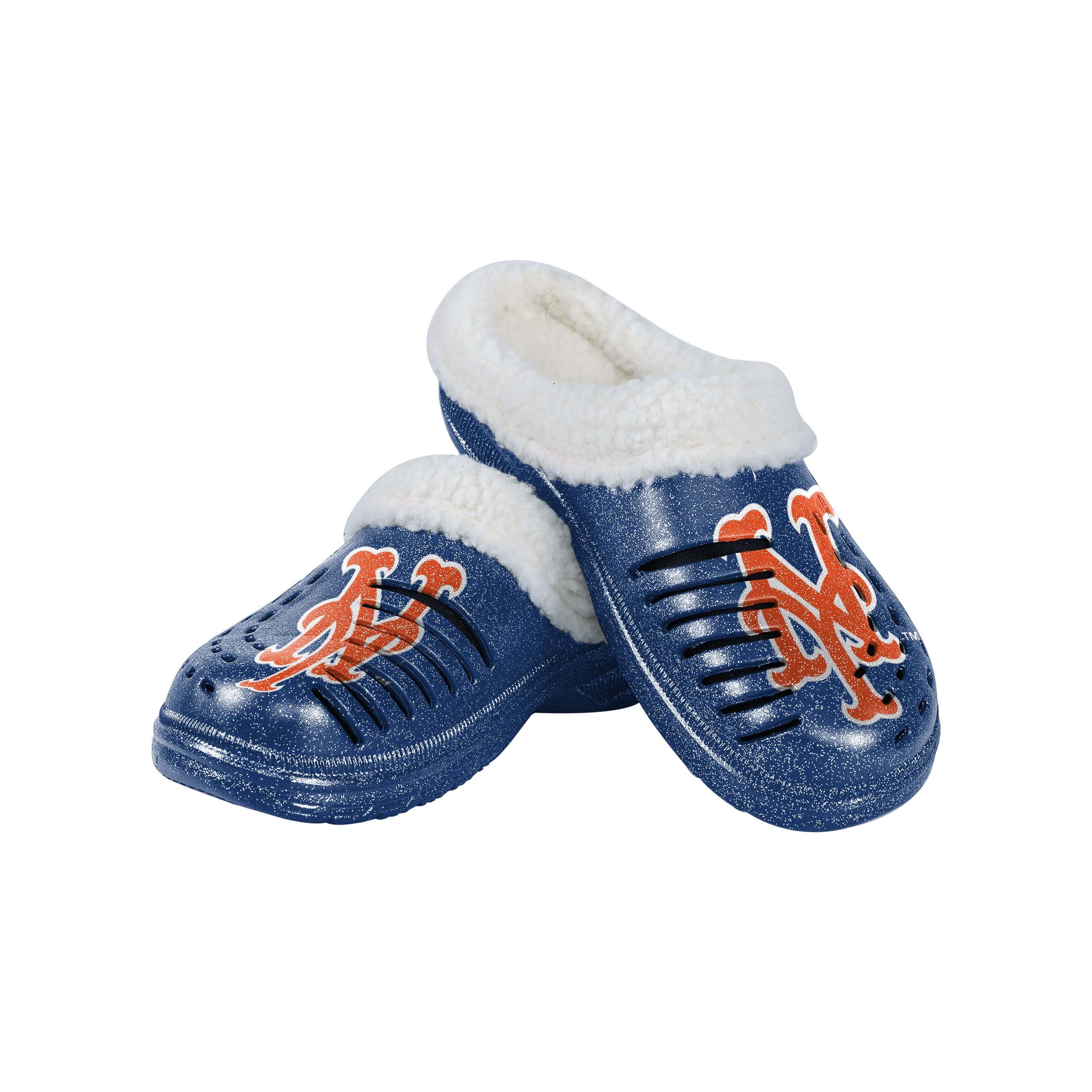 New York Mets MLB Womens Sherpa Lined Glitter Clog