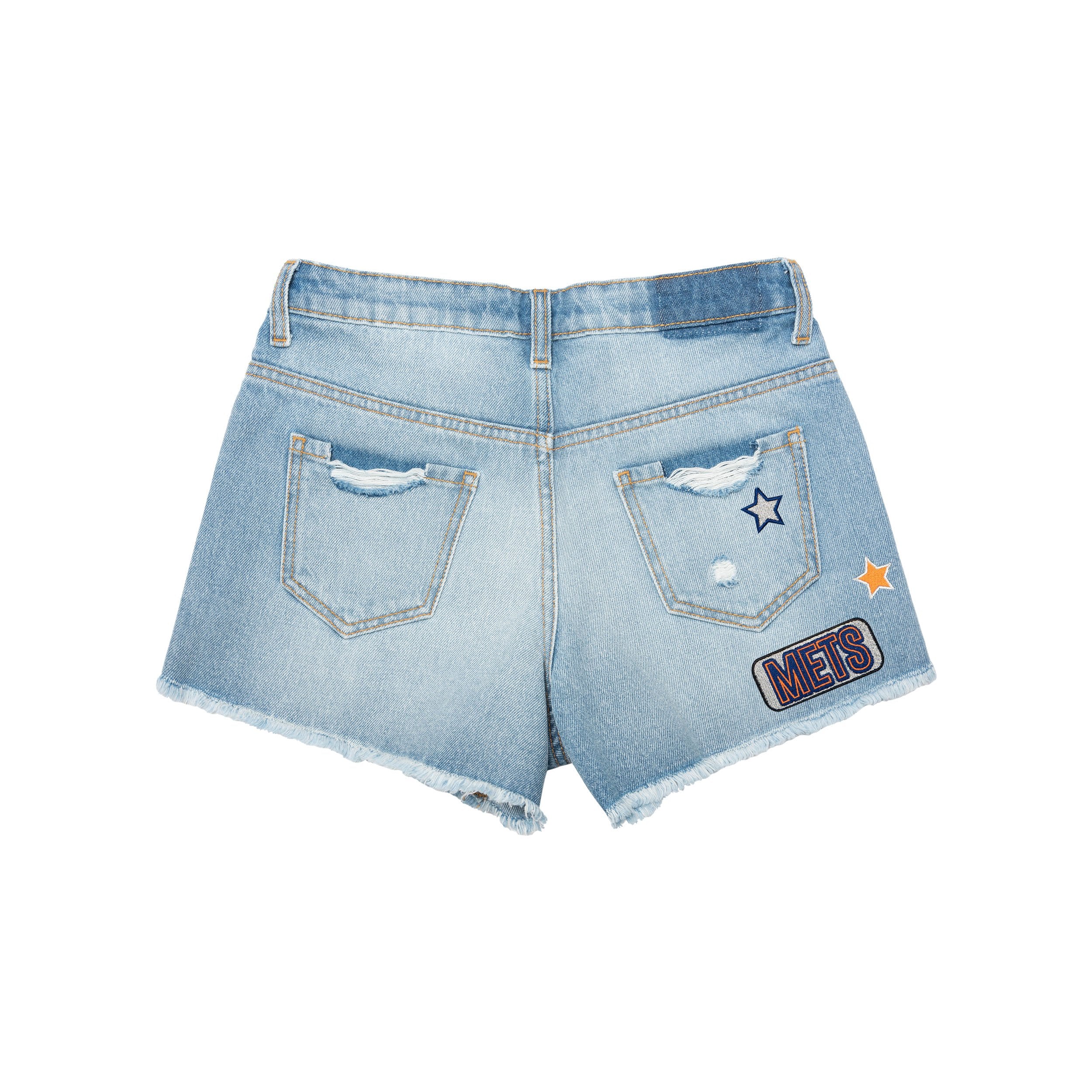 New York Mets MLB Womens Team Logo Denim Shorts - Image 4