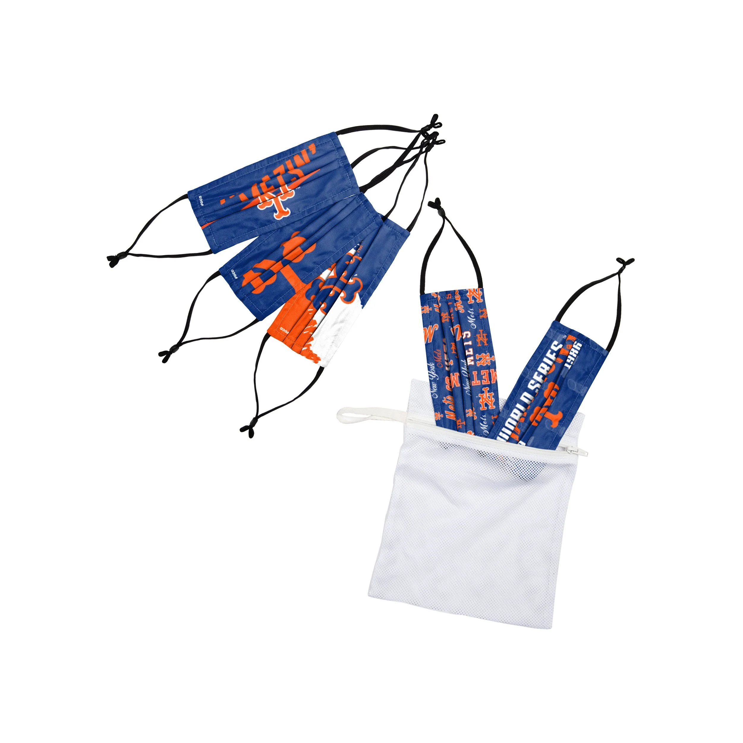New York Mets MLB Youth Rising Stars Adjustable 5 Pack Face Cover - Image 2