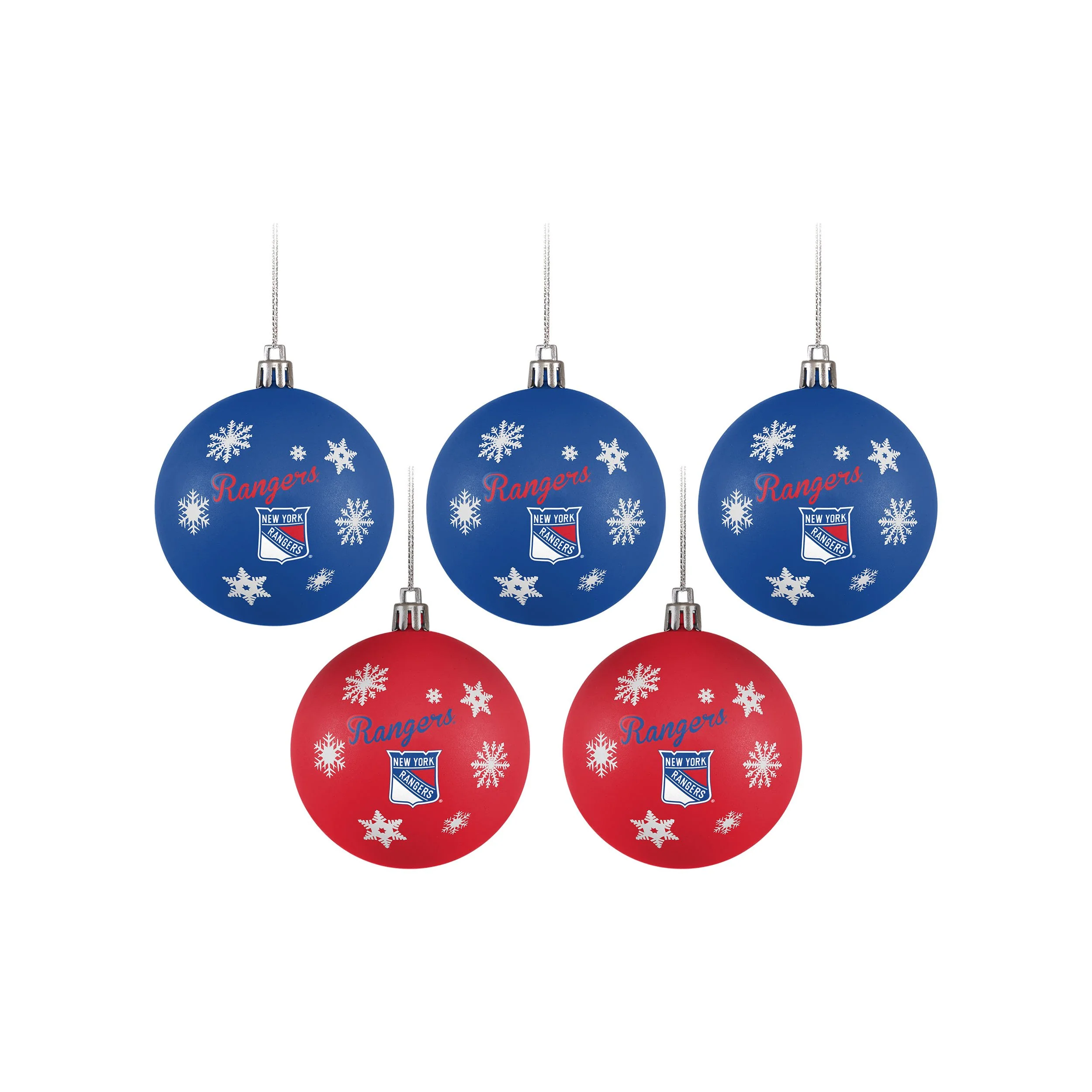 New York Rangers NHL 5 Pack Shatterproof Ball Ornament Set