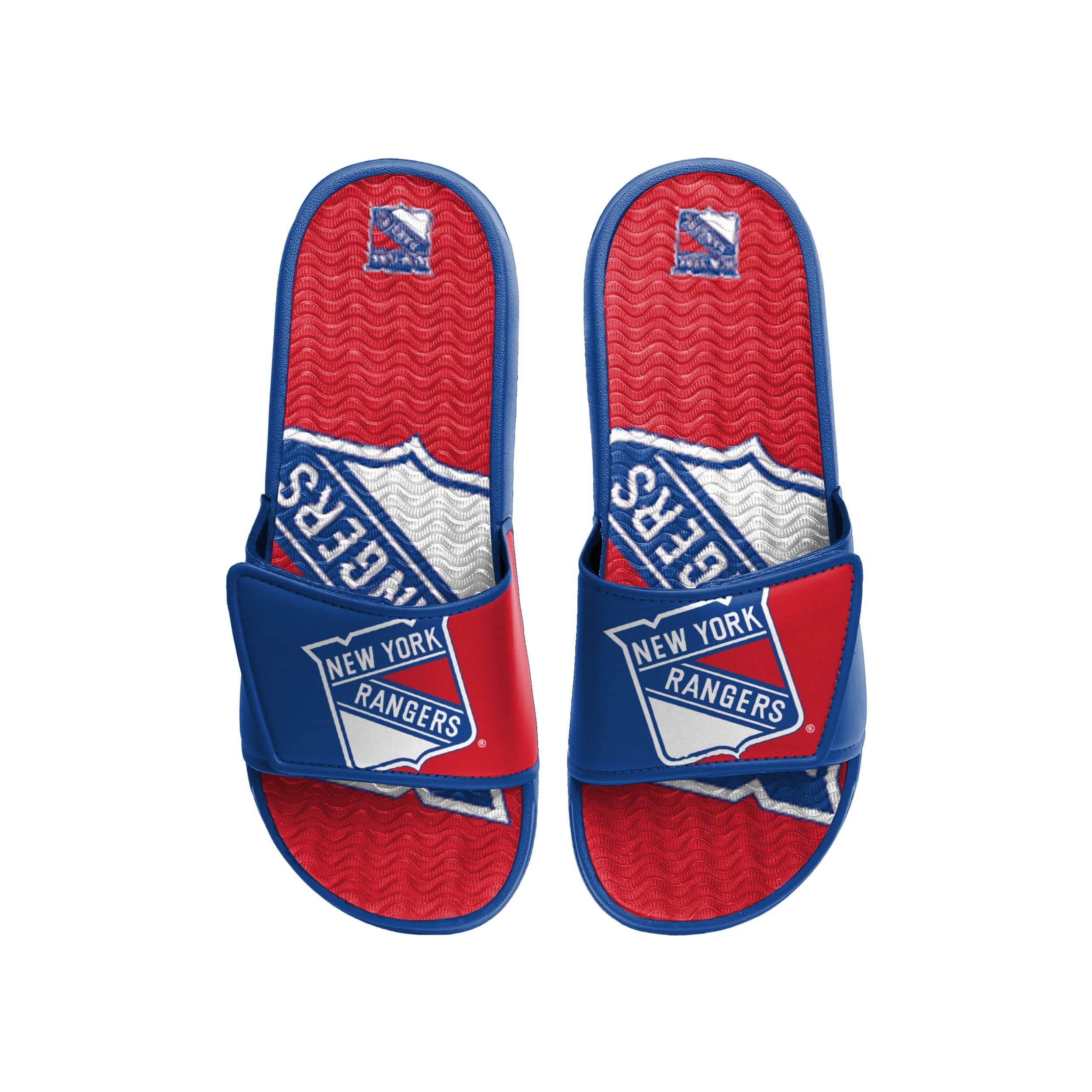 New York Rangers NHL Mens Colorblock Big Logo Gel Slides - Image 2