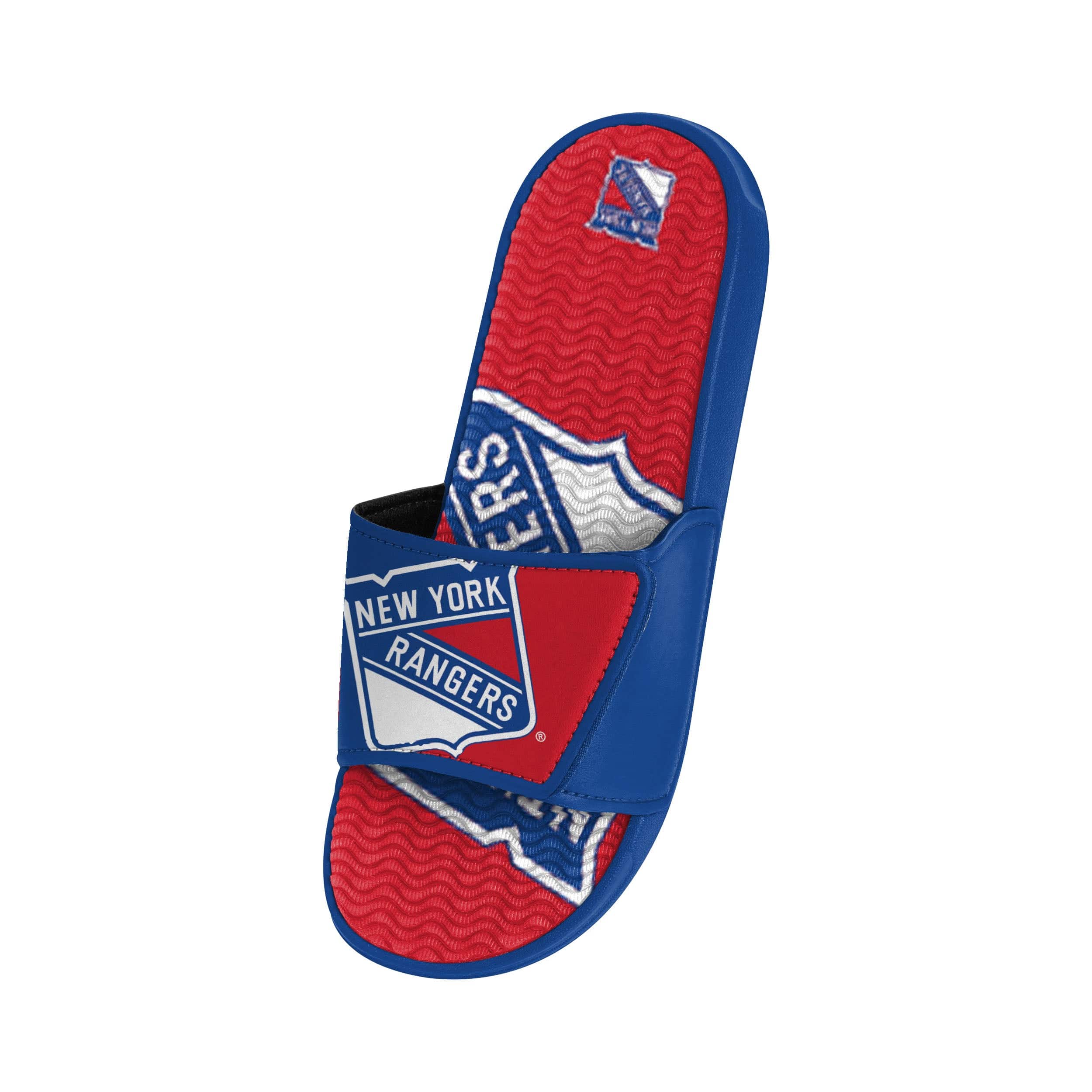 New York Rangers NHL Mens Colorblock Big Logo Gel Slides - Image 3