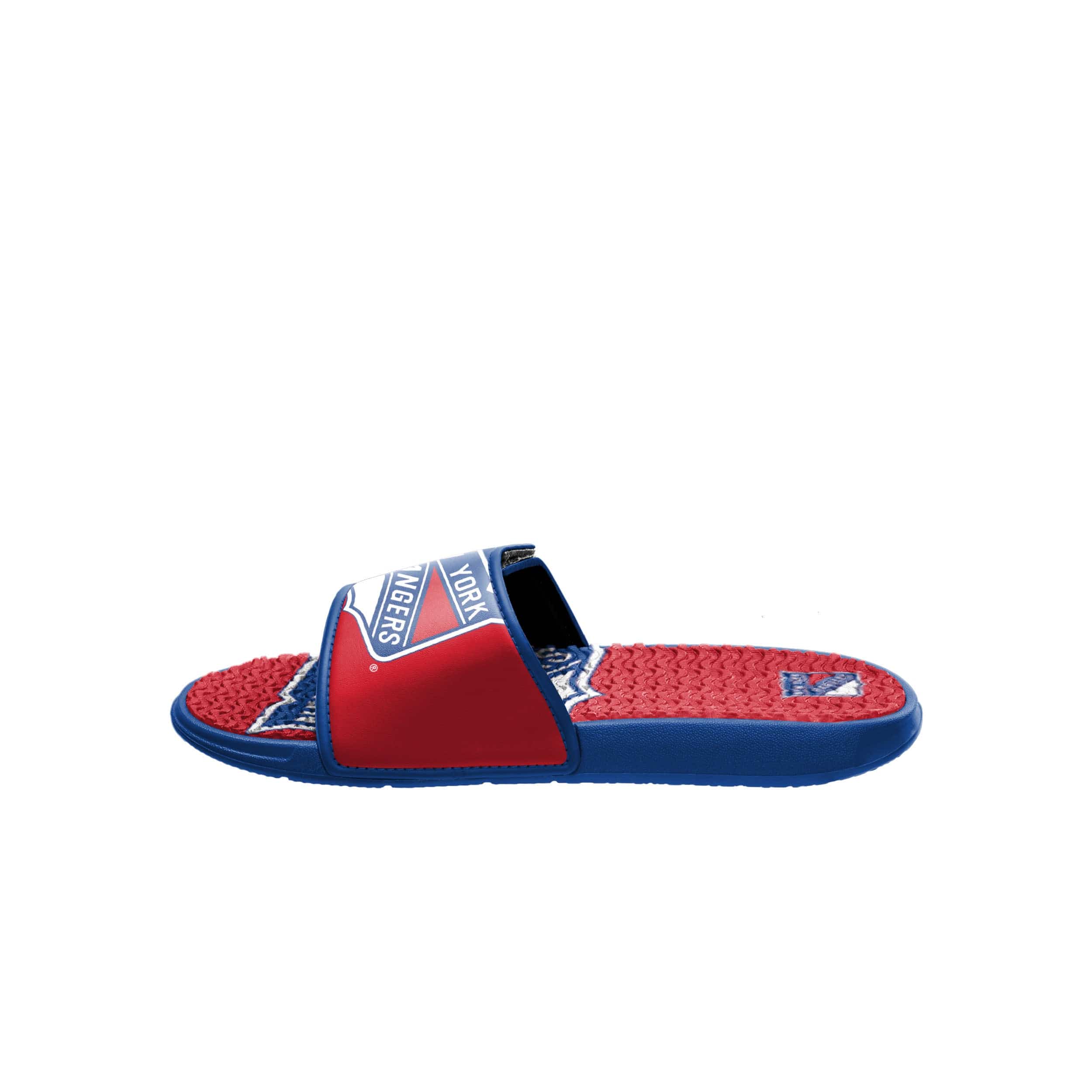 New York Rangers NHL Mens Colorblock Big Logo Gel Slides - Image 4