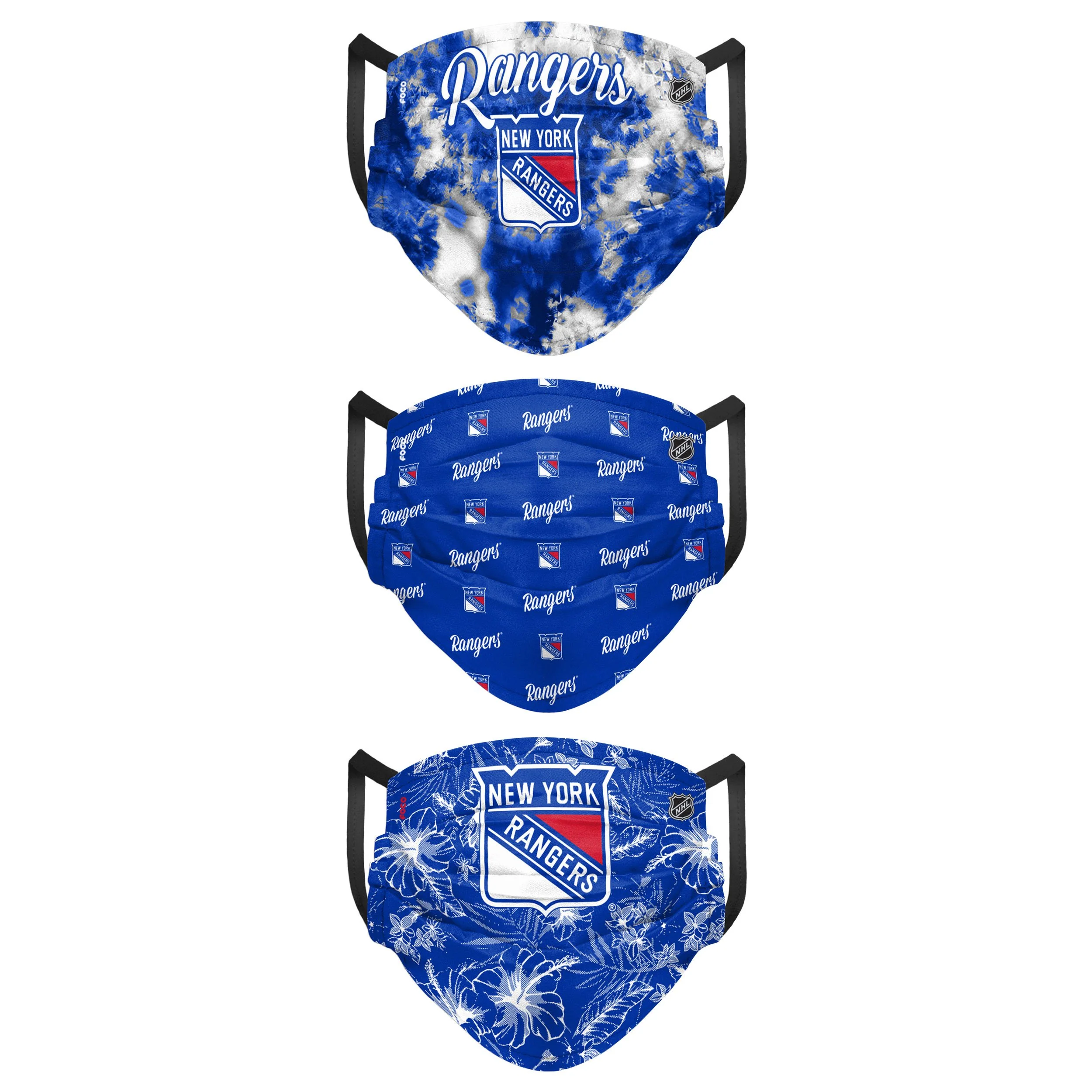 New York Rangers NHL Womens Matchday 3 Pack Face Cover - Image 2