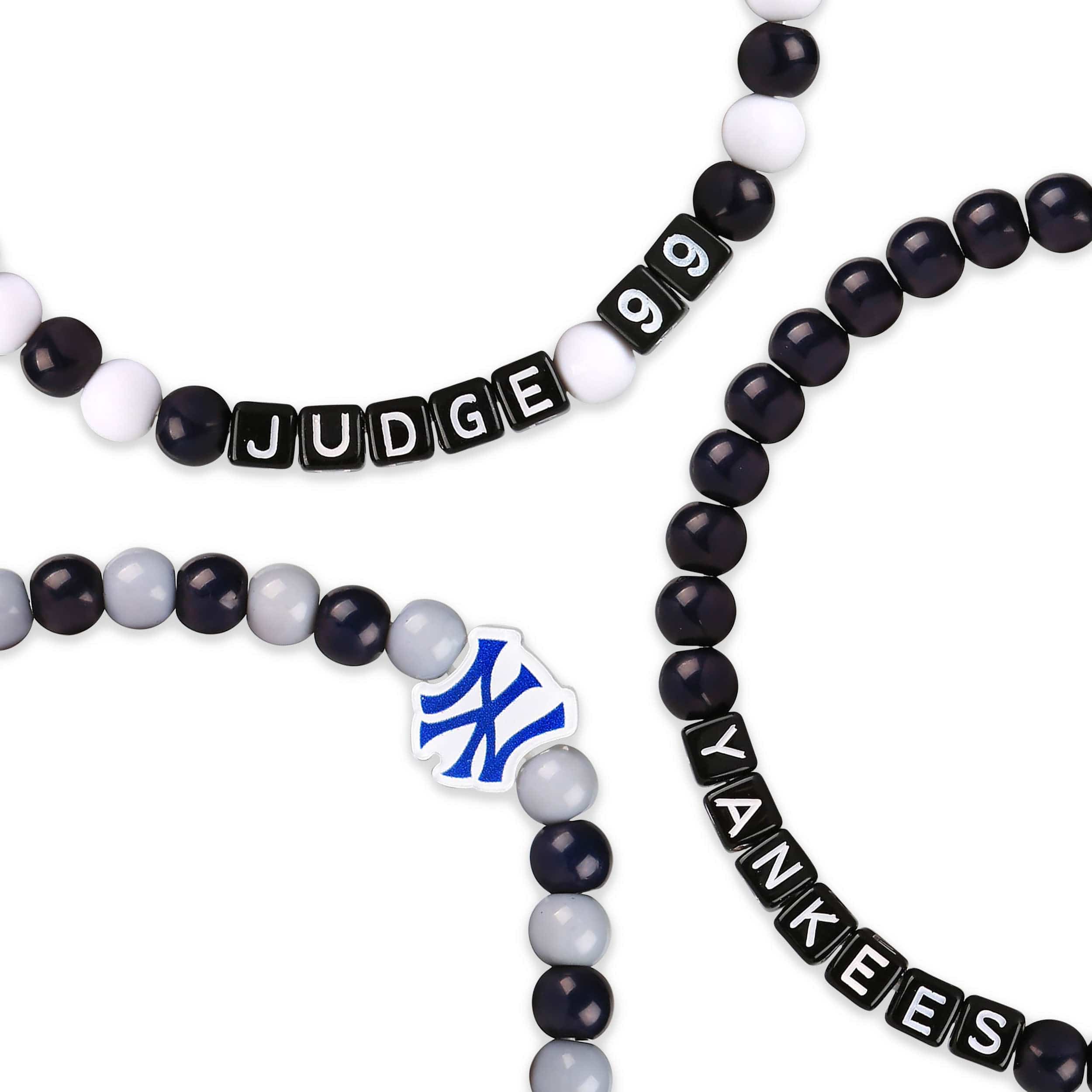 New York Yankees MLB Aaron Judge & Gerrit Cole 3 Pack Player Beaded Friendship Bracelet - Image 2