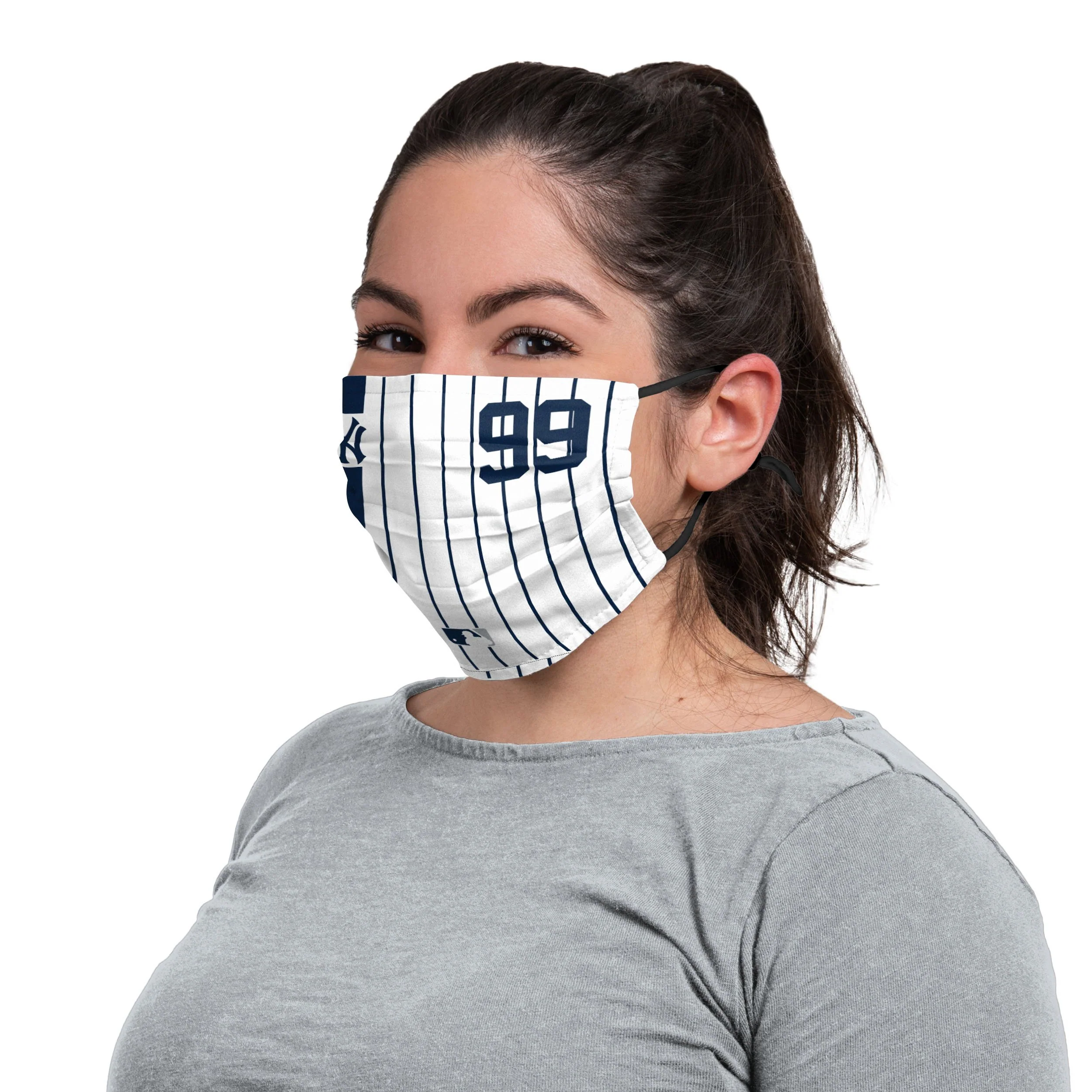 New York Yankees MLB Aaron Judge On-Field Adjustable Pinstripe Face Cover - Image 3