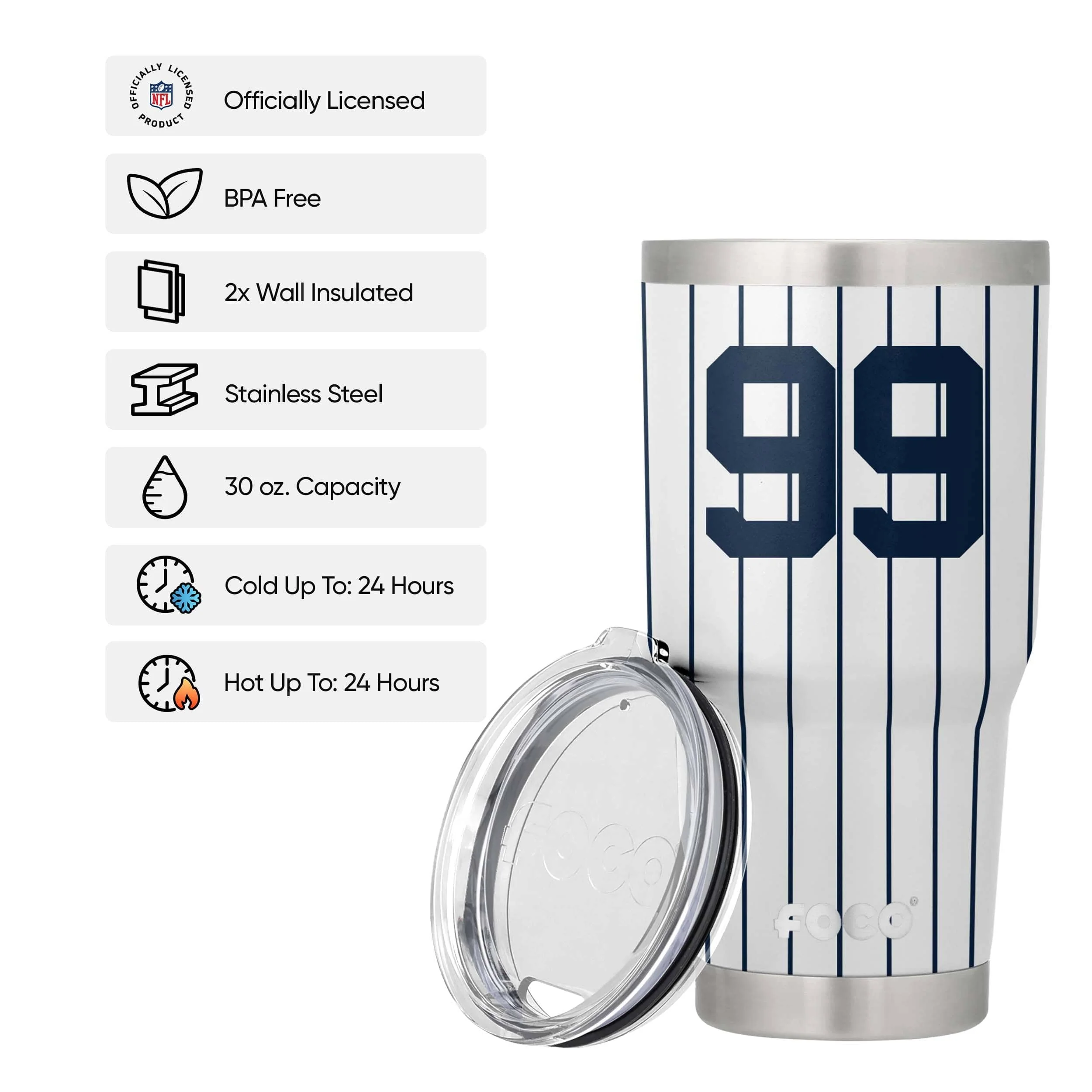 New York Yankees MLB Aaron Judge Team Logo 30 oz Player Tumbler - Image 3