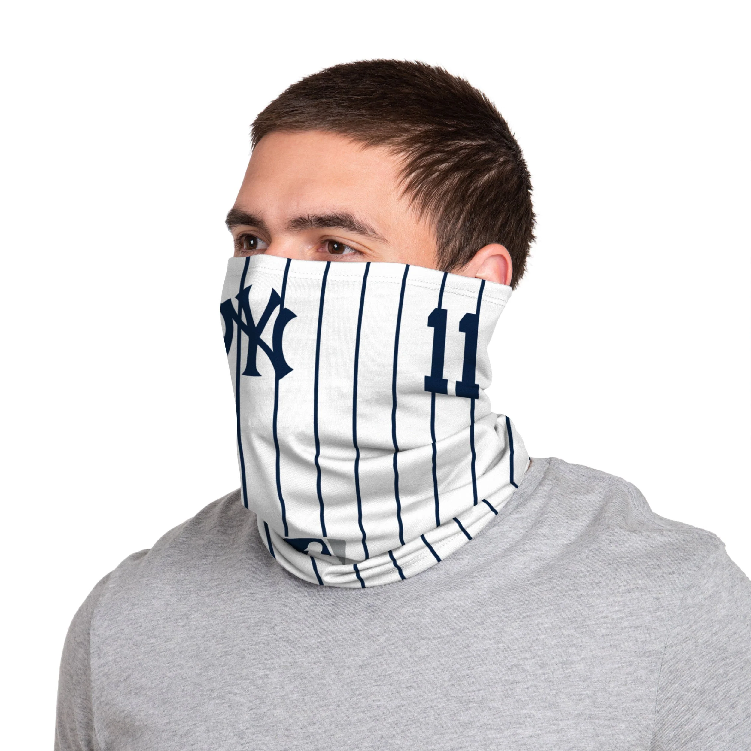 New York Yankees MLB Brett Gardner On-Field Gameday Pinstripe Stitched Gaiter Scarf - Image 3