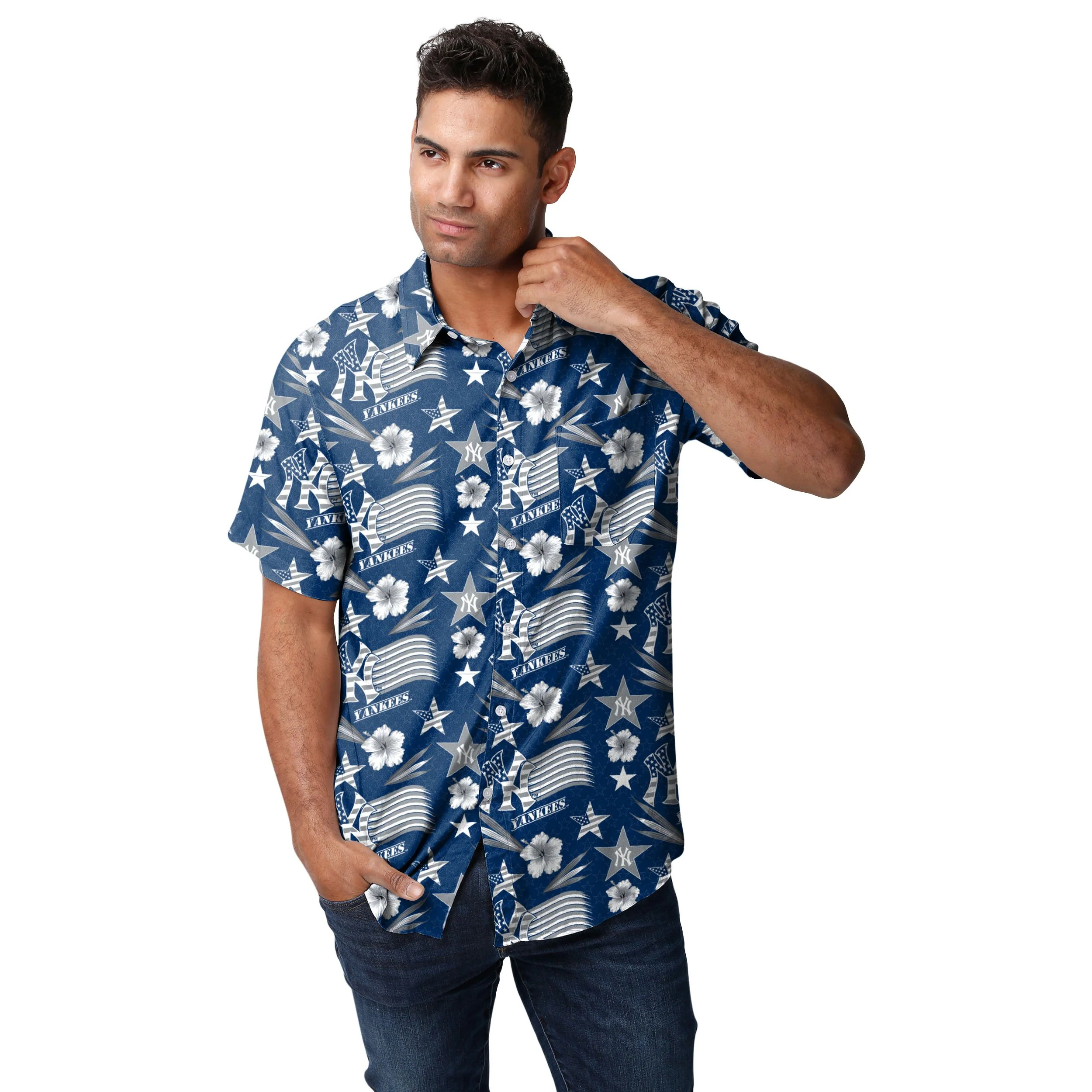 New York Yankees MLB Mens Americana Button Up Shirt - Image 2