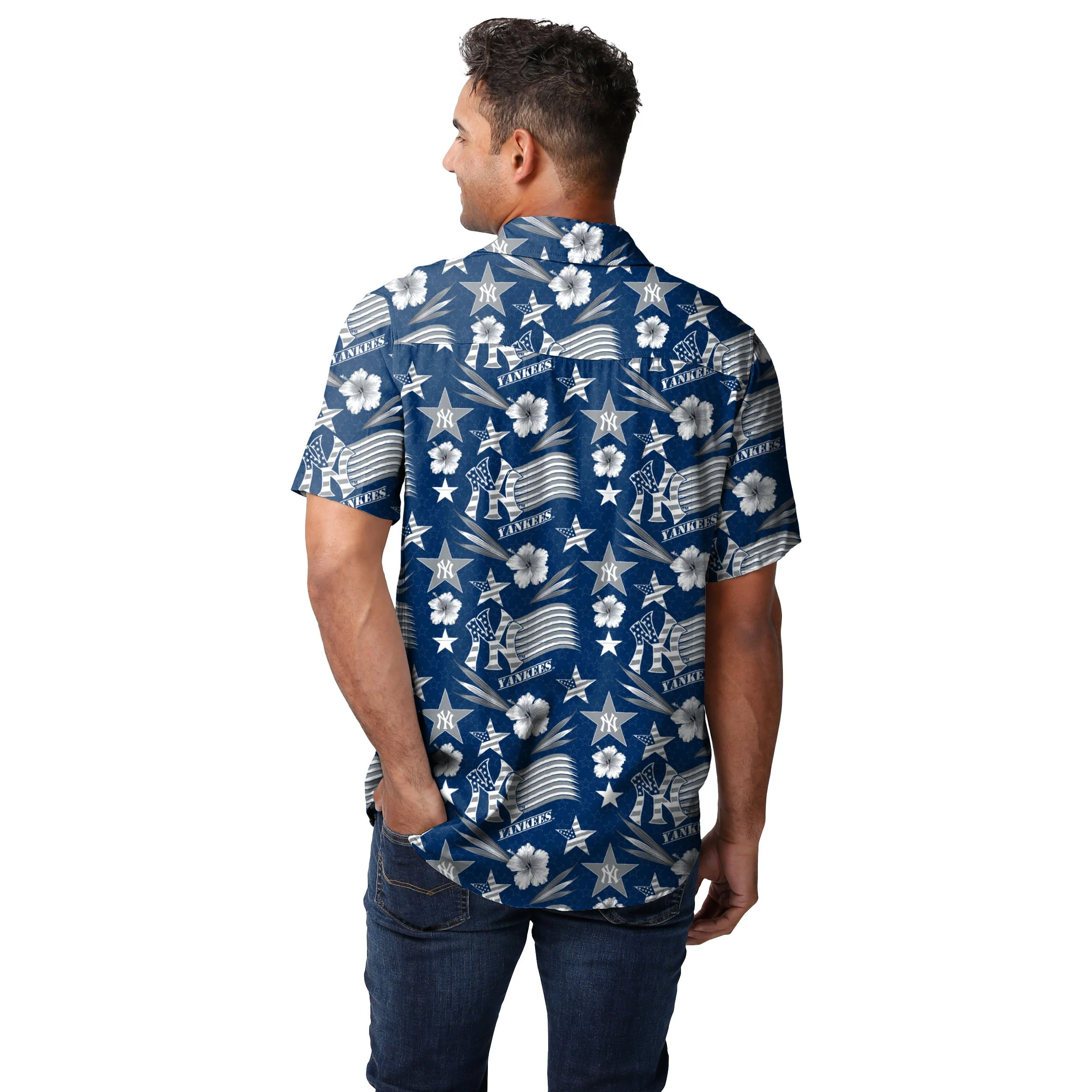 New York Yankees MLB Mens Americana Button Up Shirt - Image 3