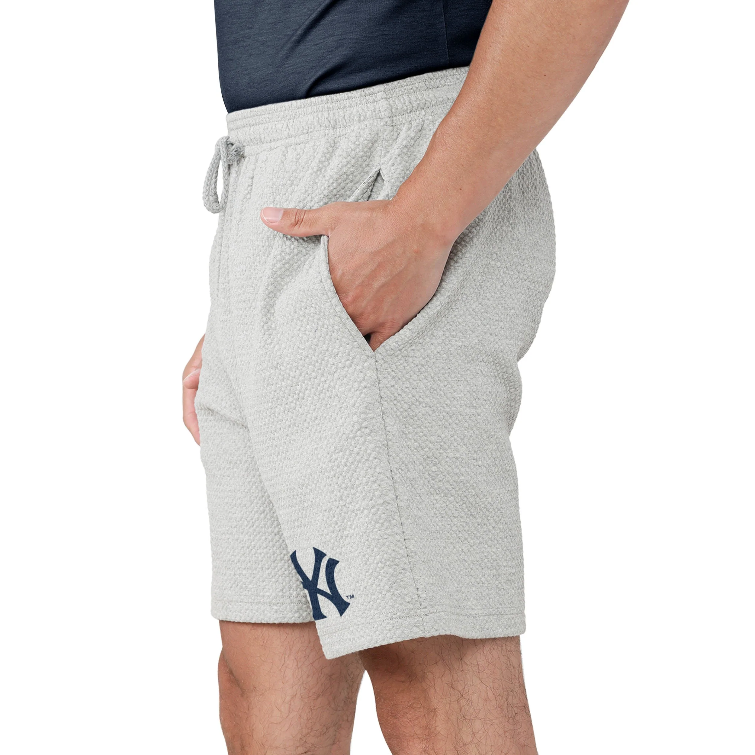 New York Yankees MLB Mens Gray Woven Shorts - Image 3