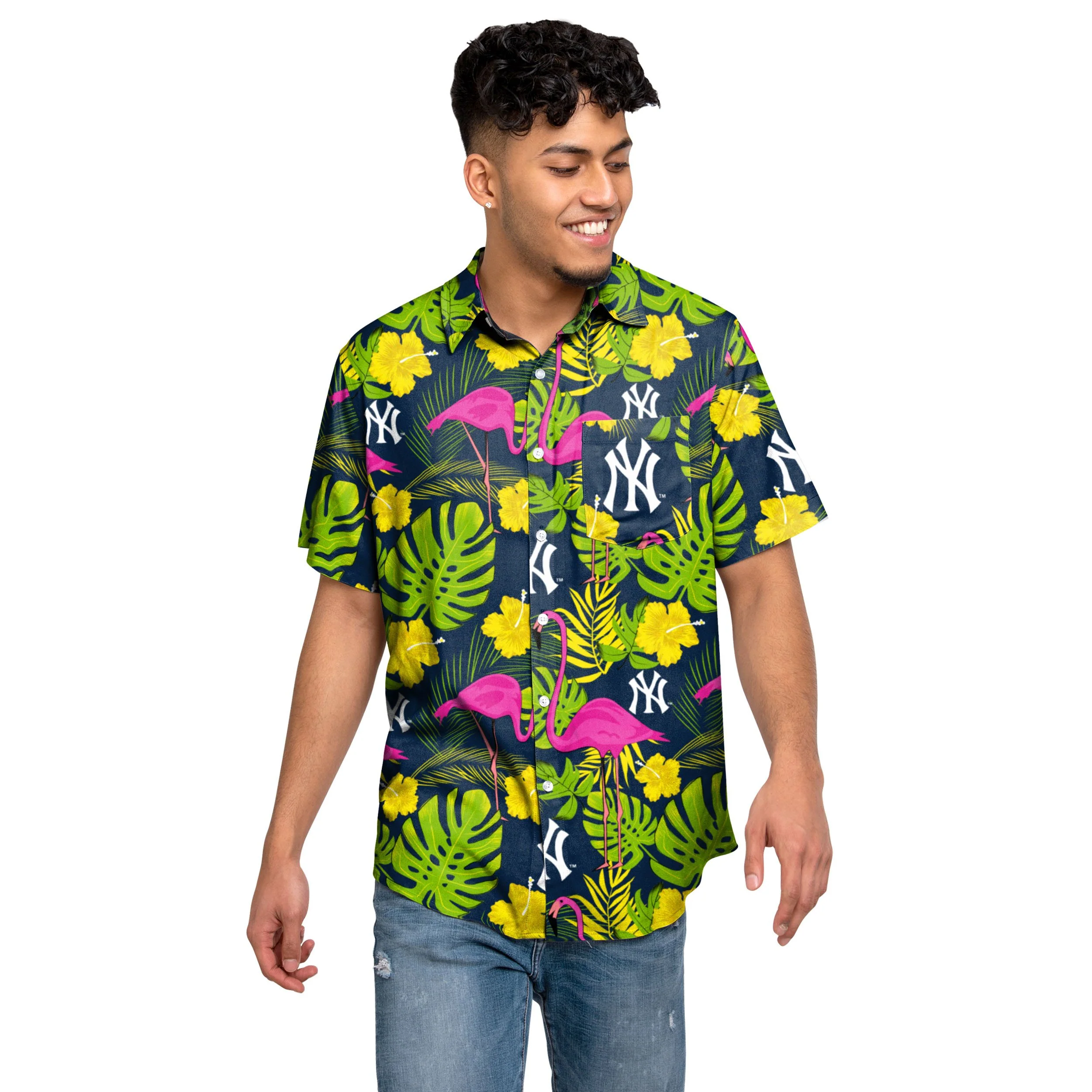 New York Yankees MLB Mens Highlights Button Up Shirt - Image 2