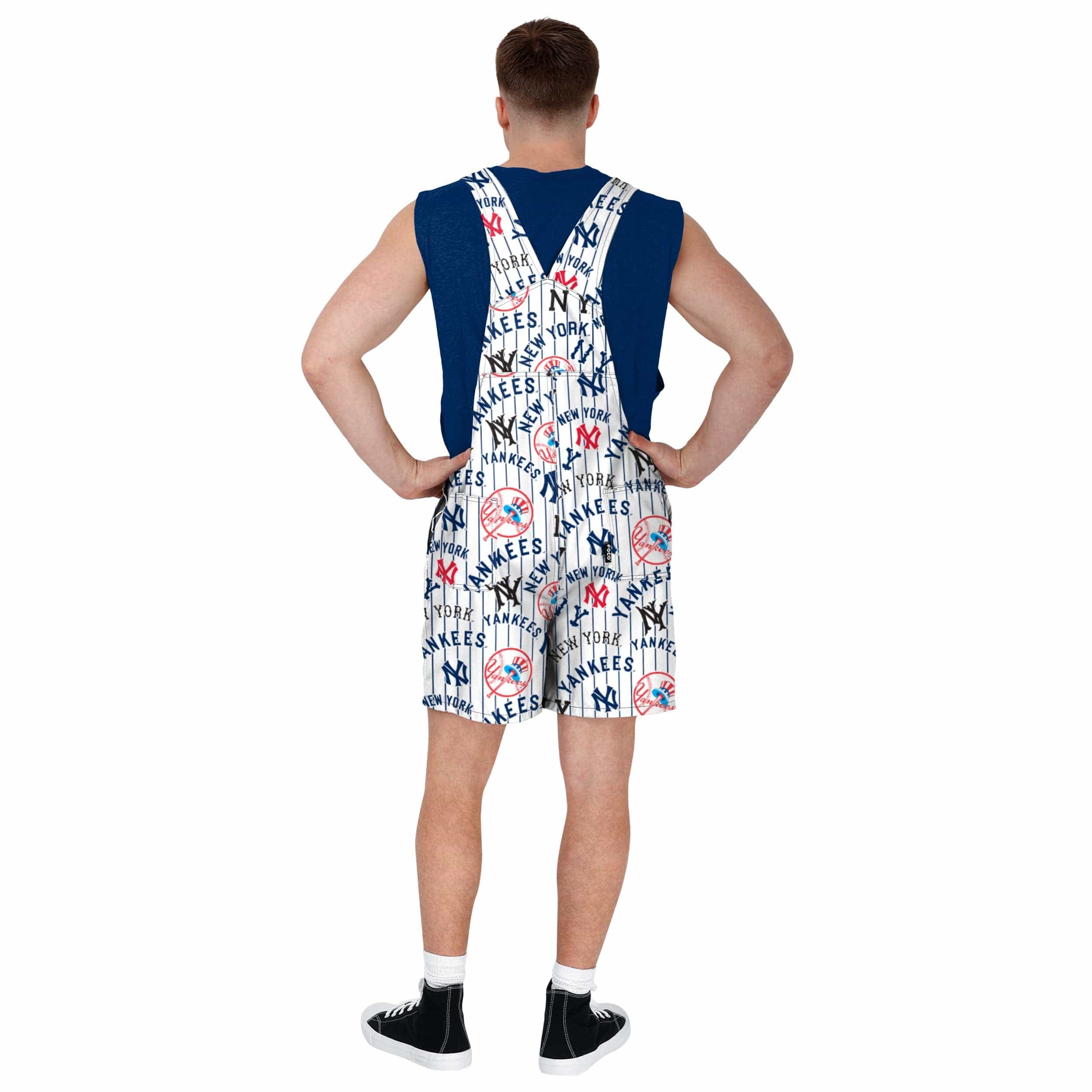 New York Yankees MLB Mens Historic Print Bib Shortalls - Image 2