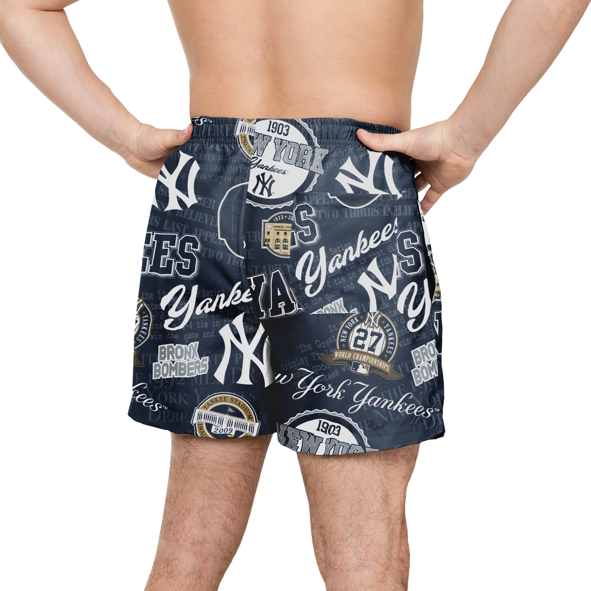 New York Yankees MLB Mens Logo Rush Swimming Trunks - Image 3