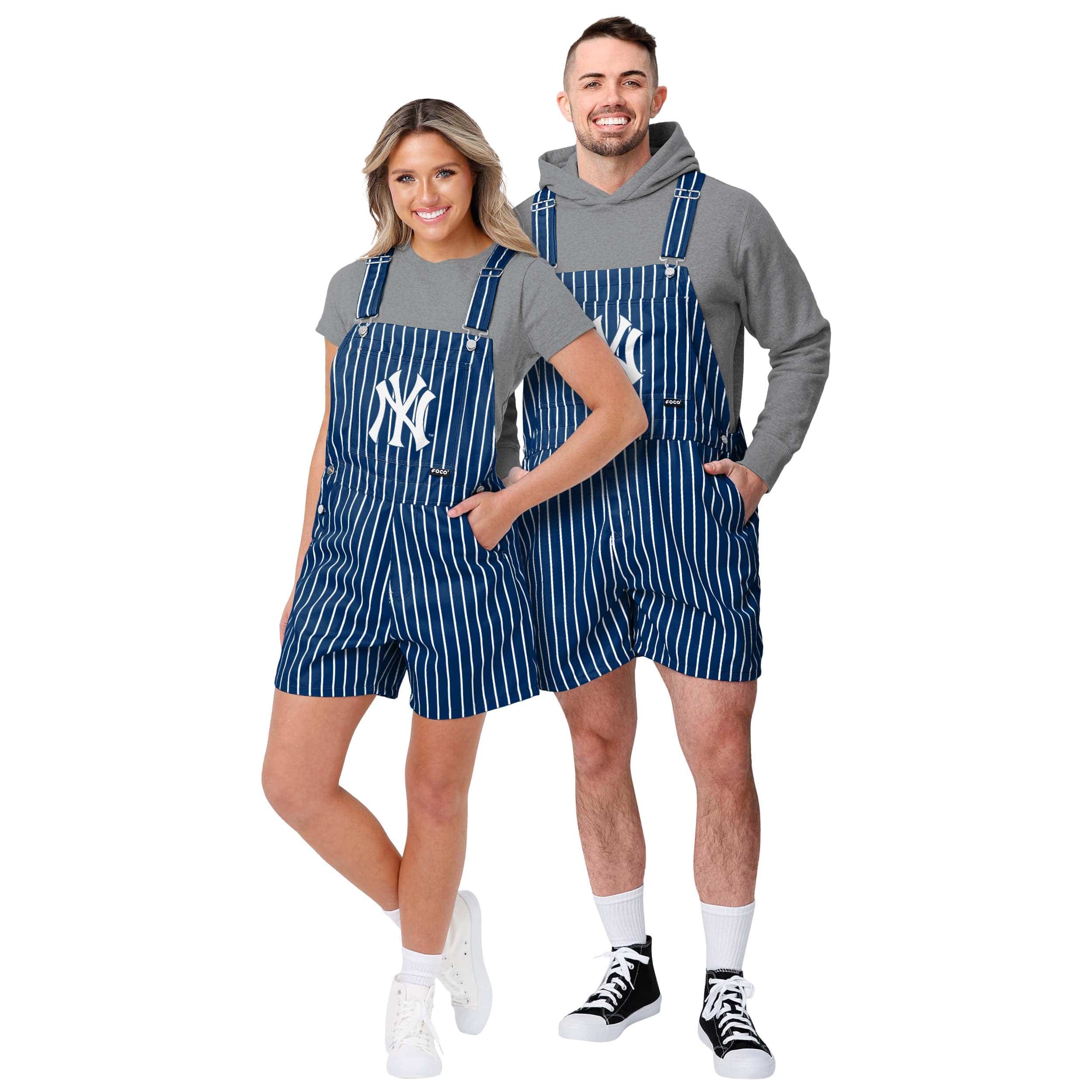 New York Yankees MLB Mens Pinstripe Bib Shortalls - Image 3