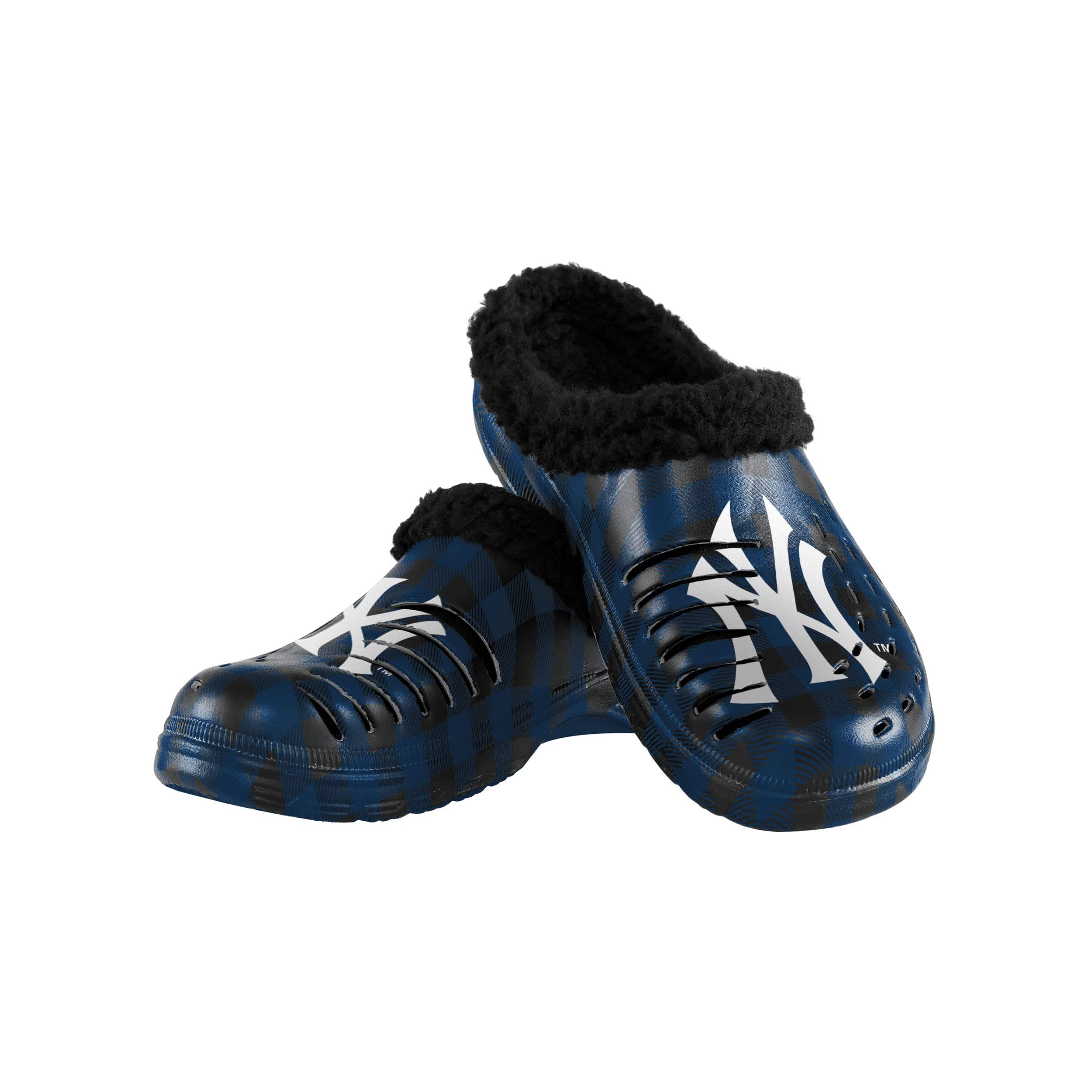 New York Yankees MLB Mens Sherpa Lined Buffalo Check Clog