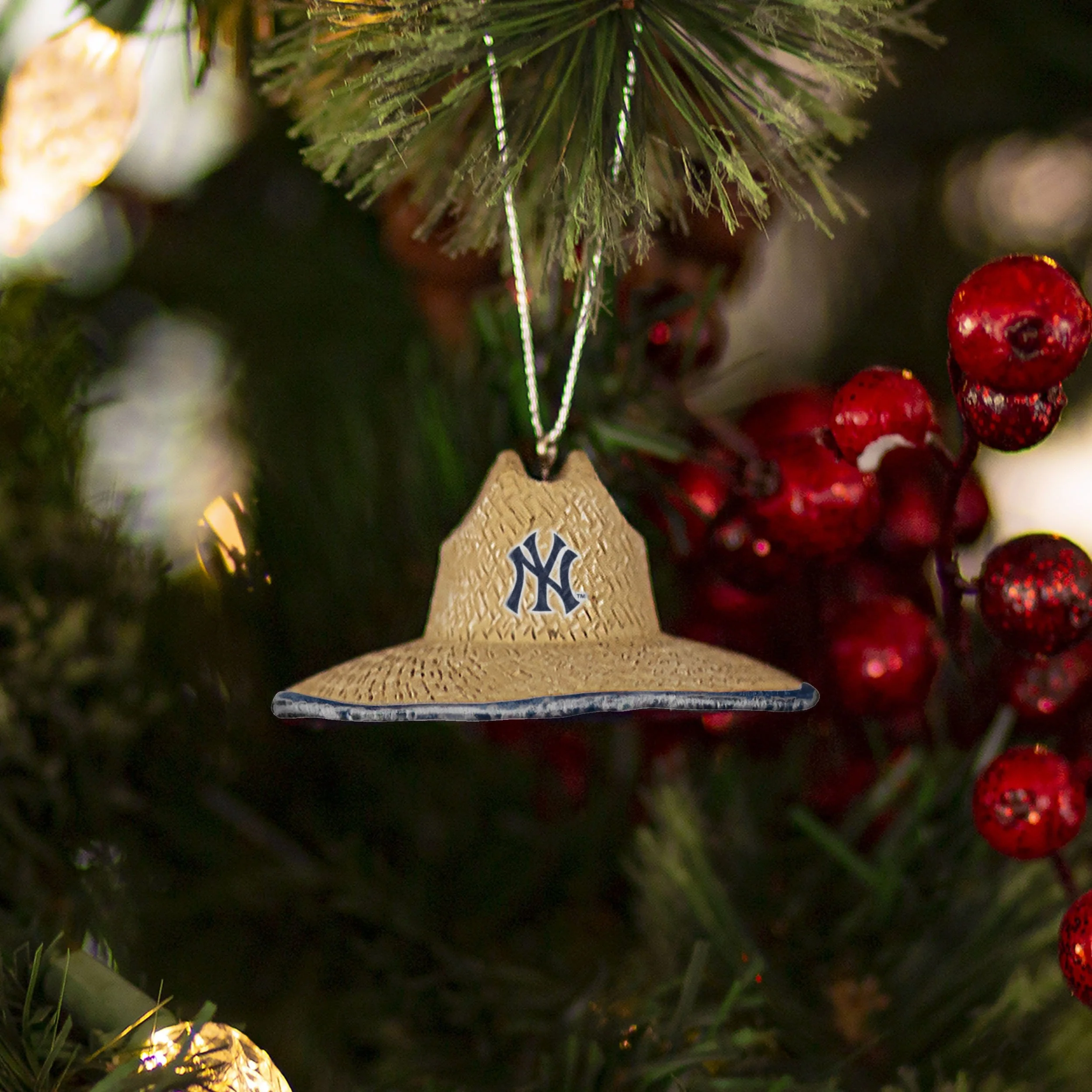 New York Yankees MLB Straw Hat Ornament - Image 3