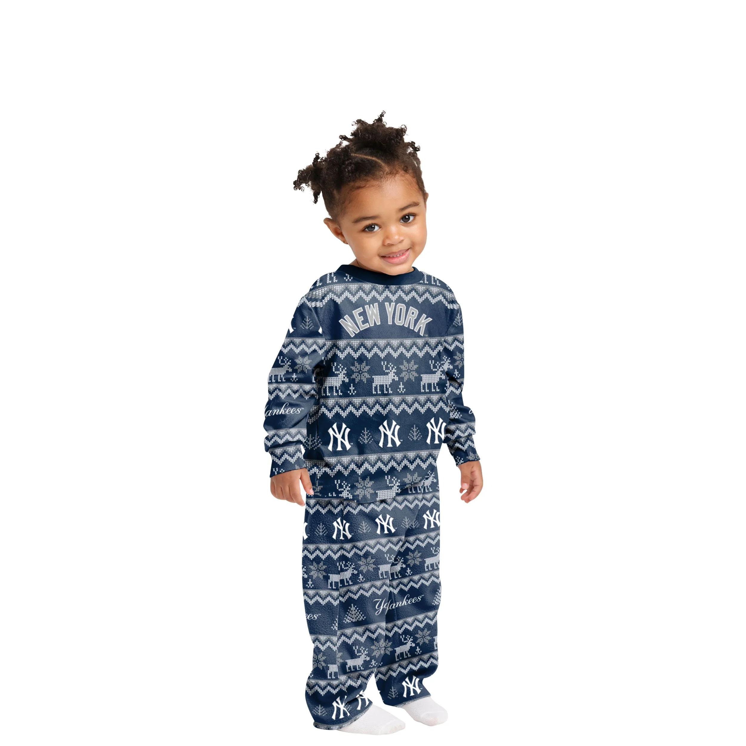 New York Yankees MLB Ugly Pattern Family Holiday Pajamas - Image 3
