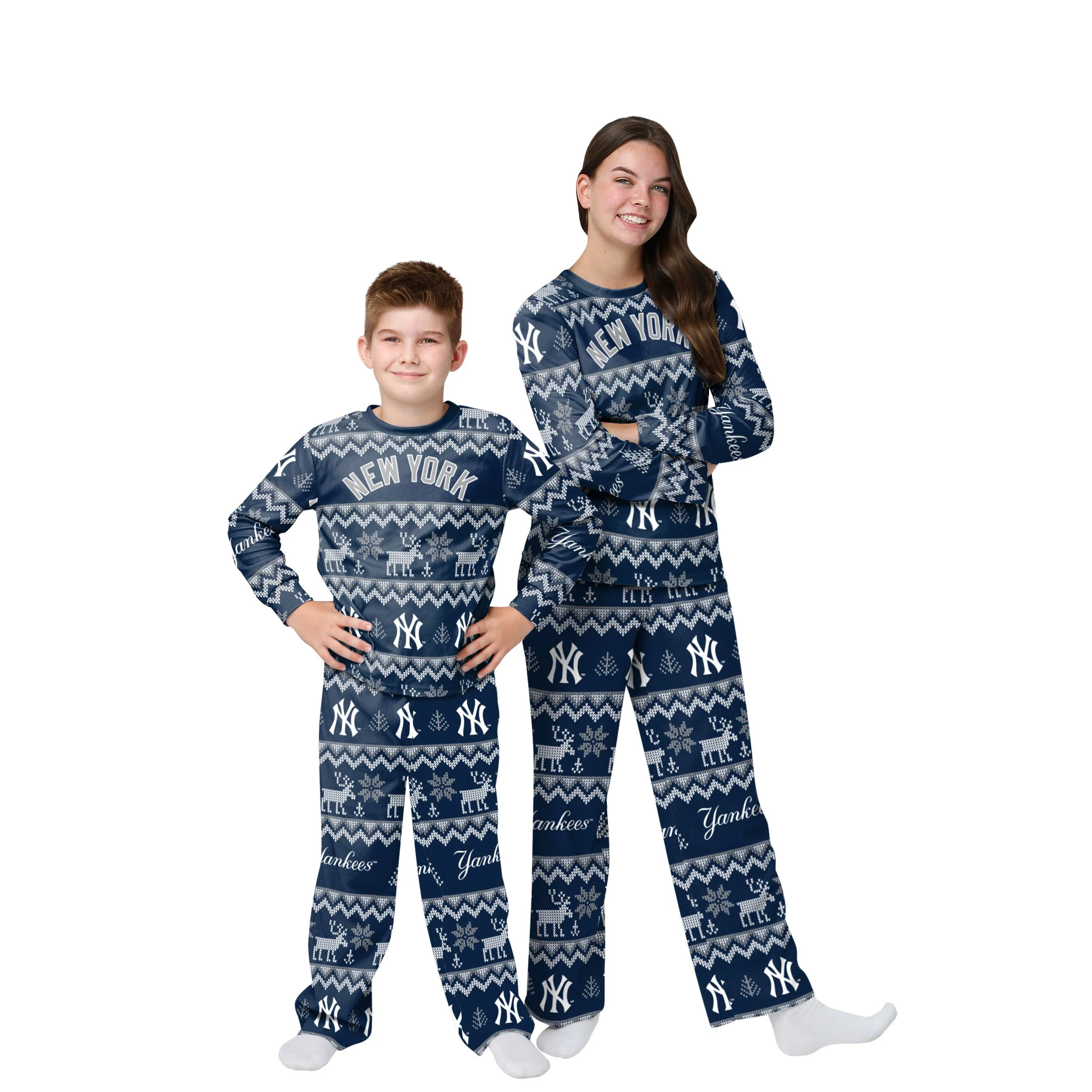 New York Yankees MLB Ugly Pattern Family Holiday Pajamas - Image 4
