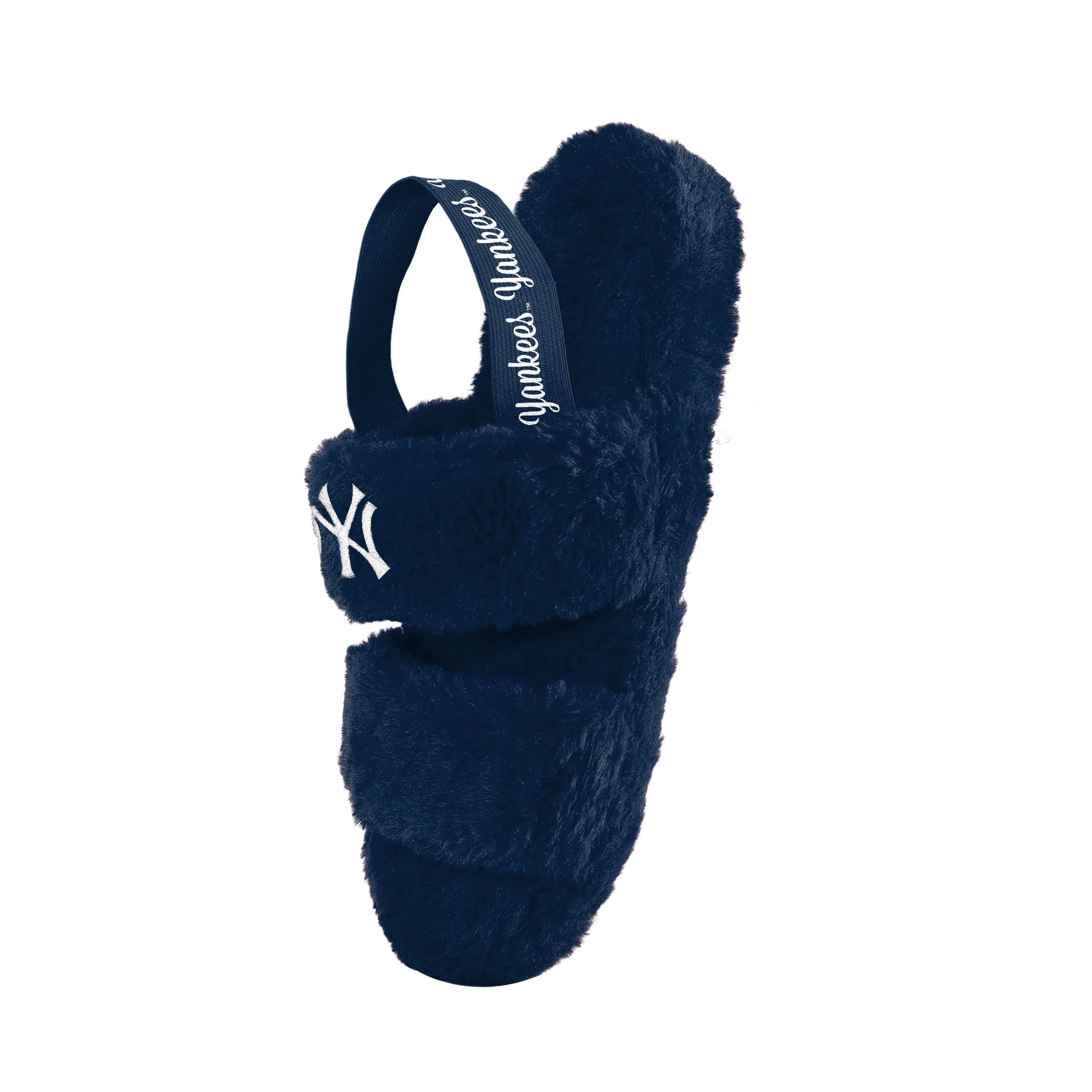 New York Yankees MLB Womens Heel Strap Wordmark Fur Slide - Image 3