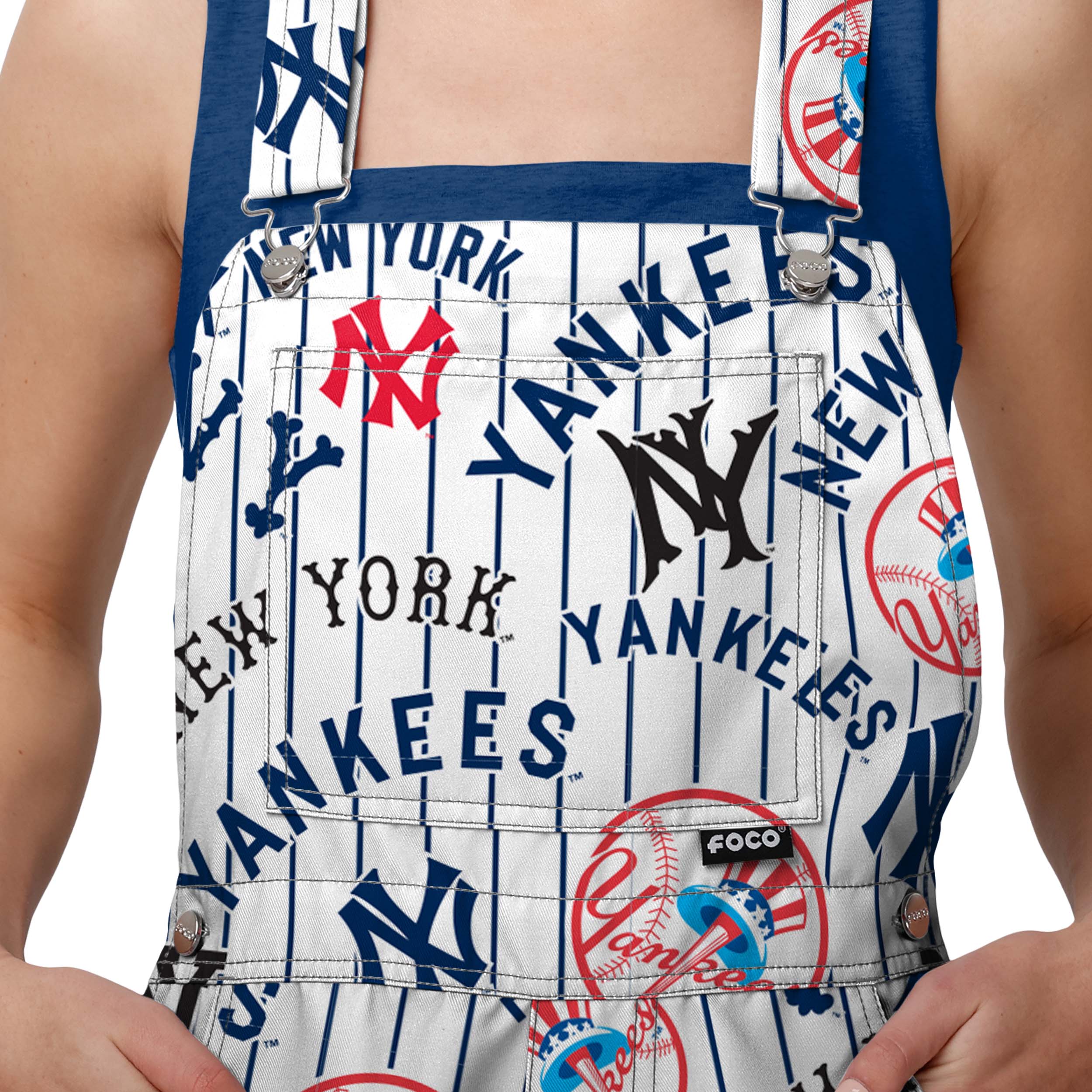 New York Yankees MLB Womens Historic Print Bib Shortalls - Image 4