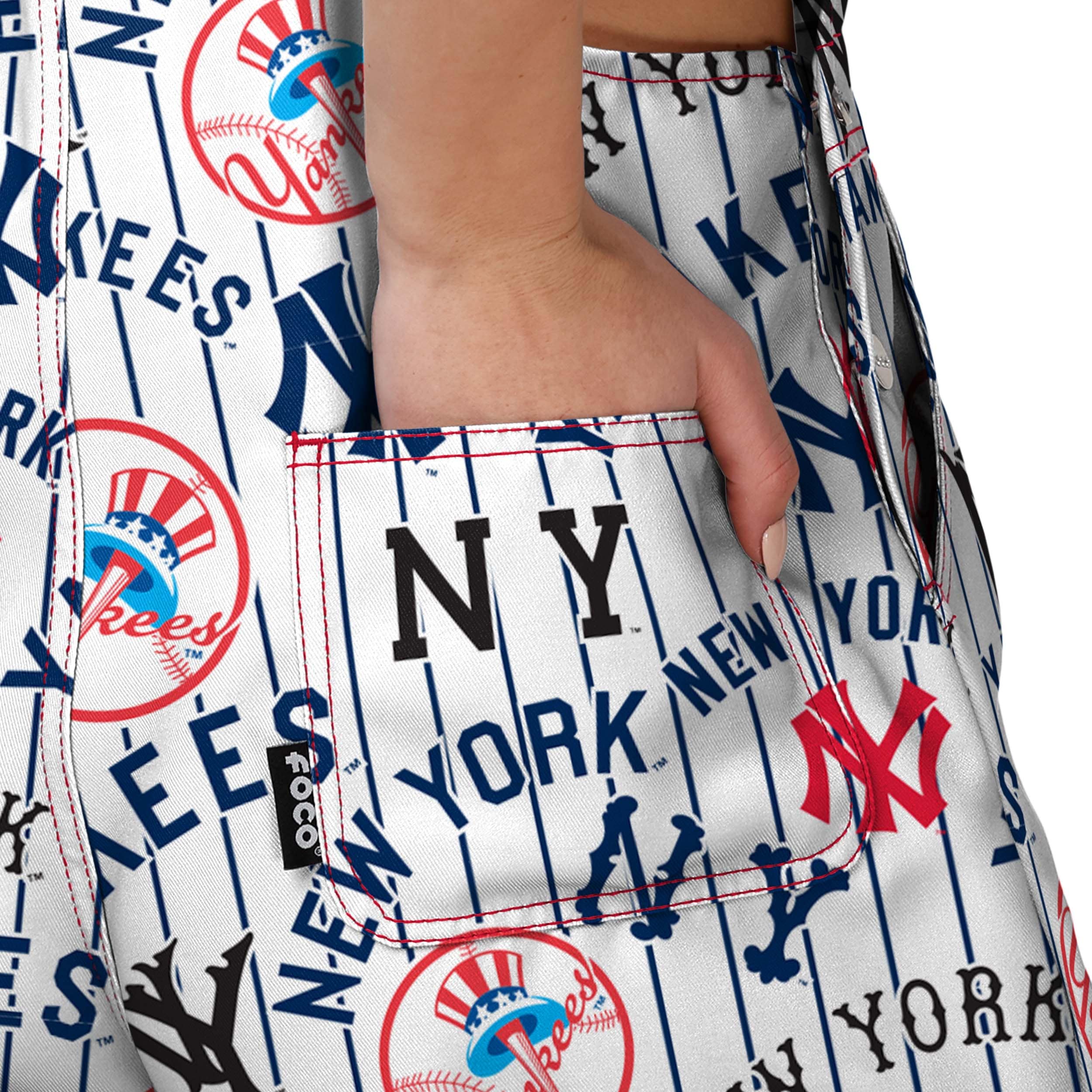 New York Yankees MLB Womens Historic Print Bib Shortalls - Image 6
