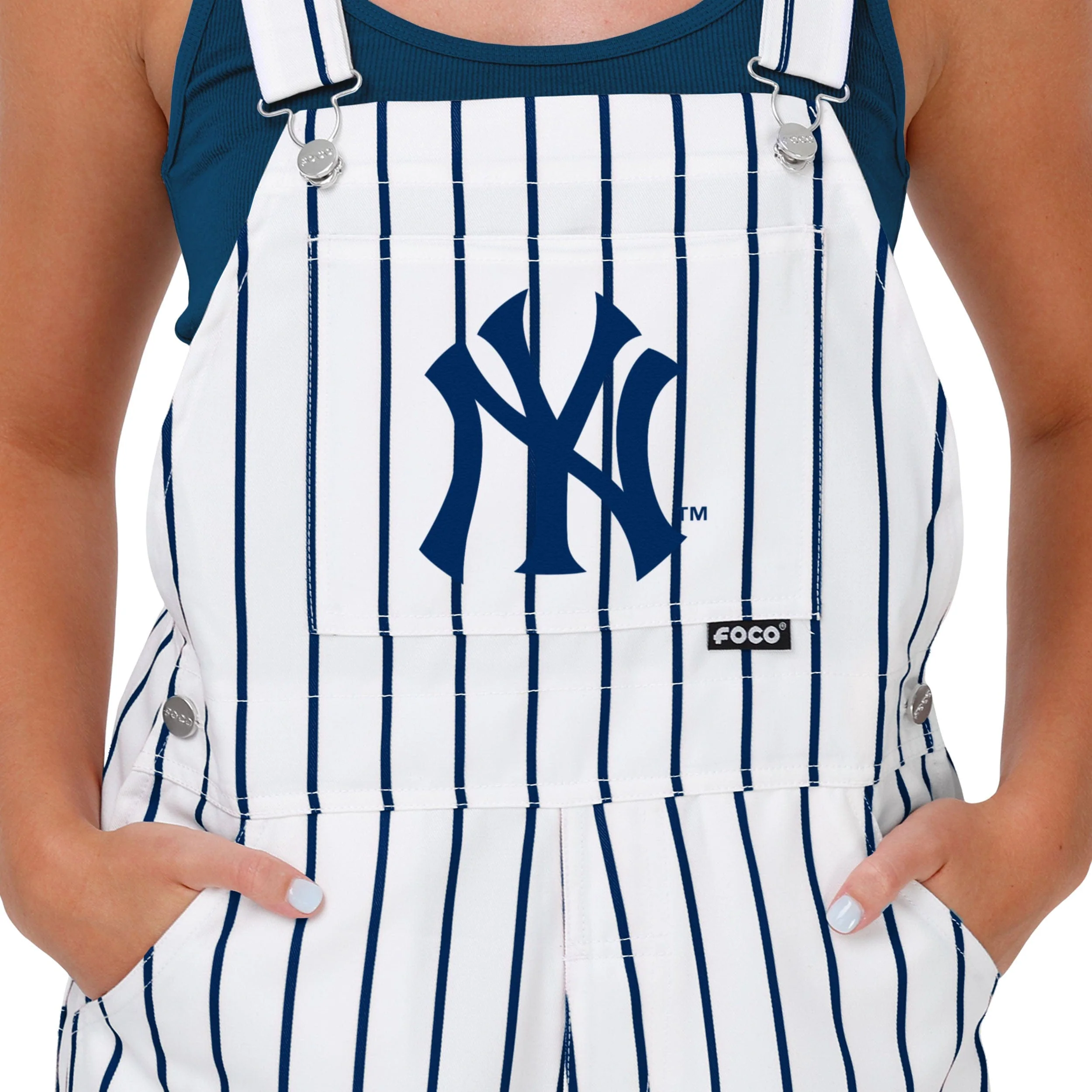 New York Yankees MLB Womens Pinstripe Bib Overalls - Image 4