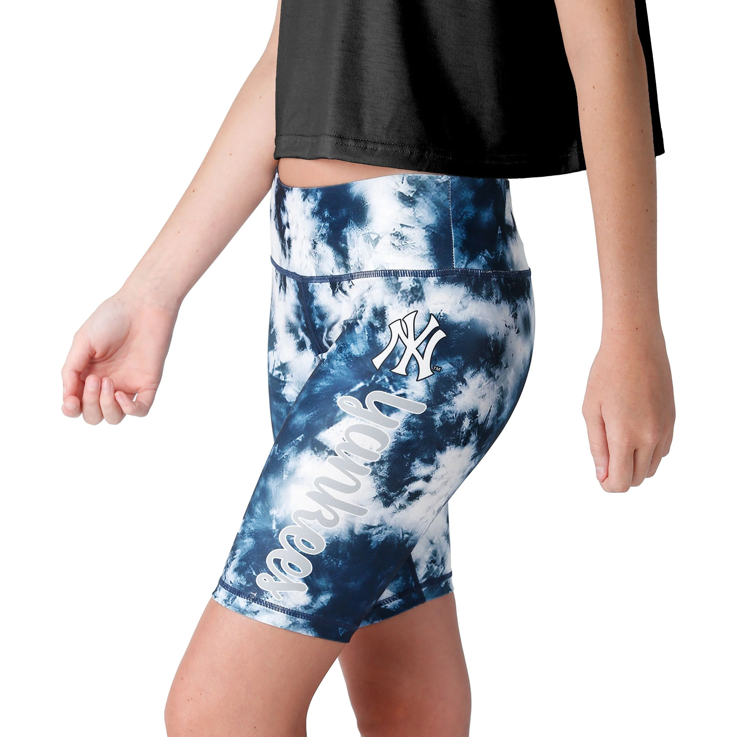 New York Yankees MLB Womens Team Color Tie-Dye Bike Shorts