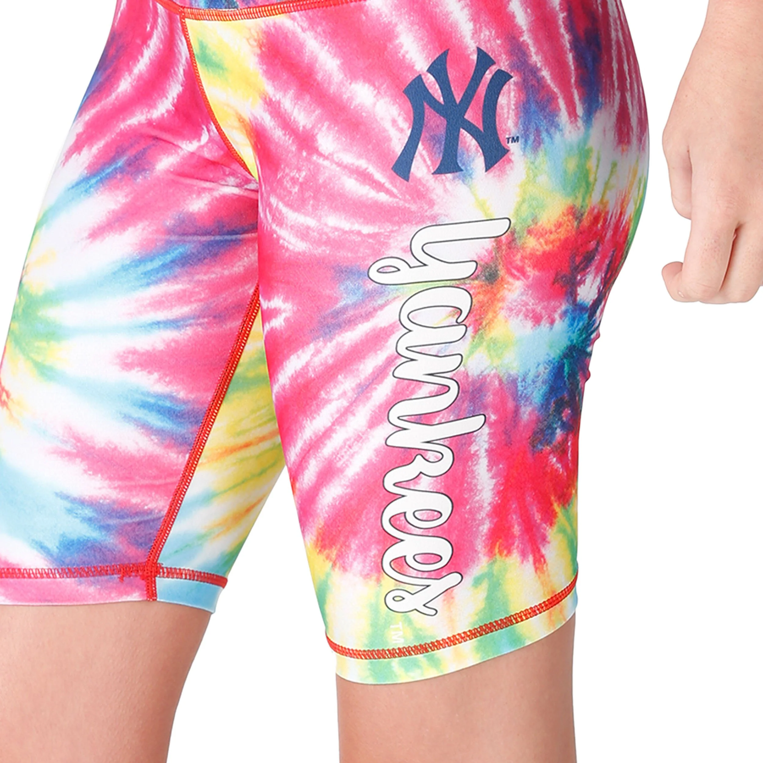 New York Yankees MLB Womens Tie-Dye Bike Shorts - Image 3