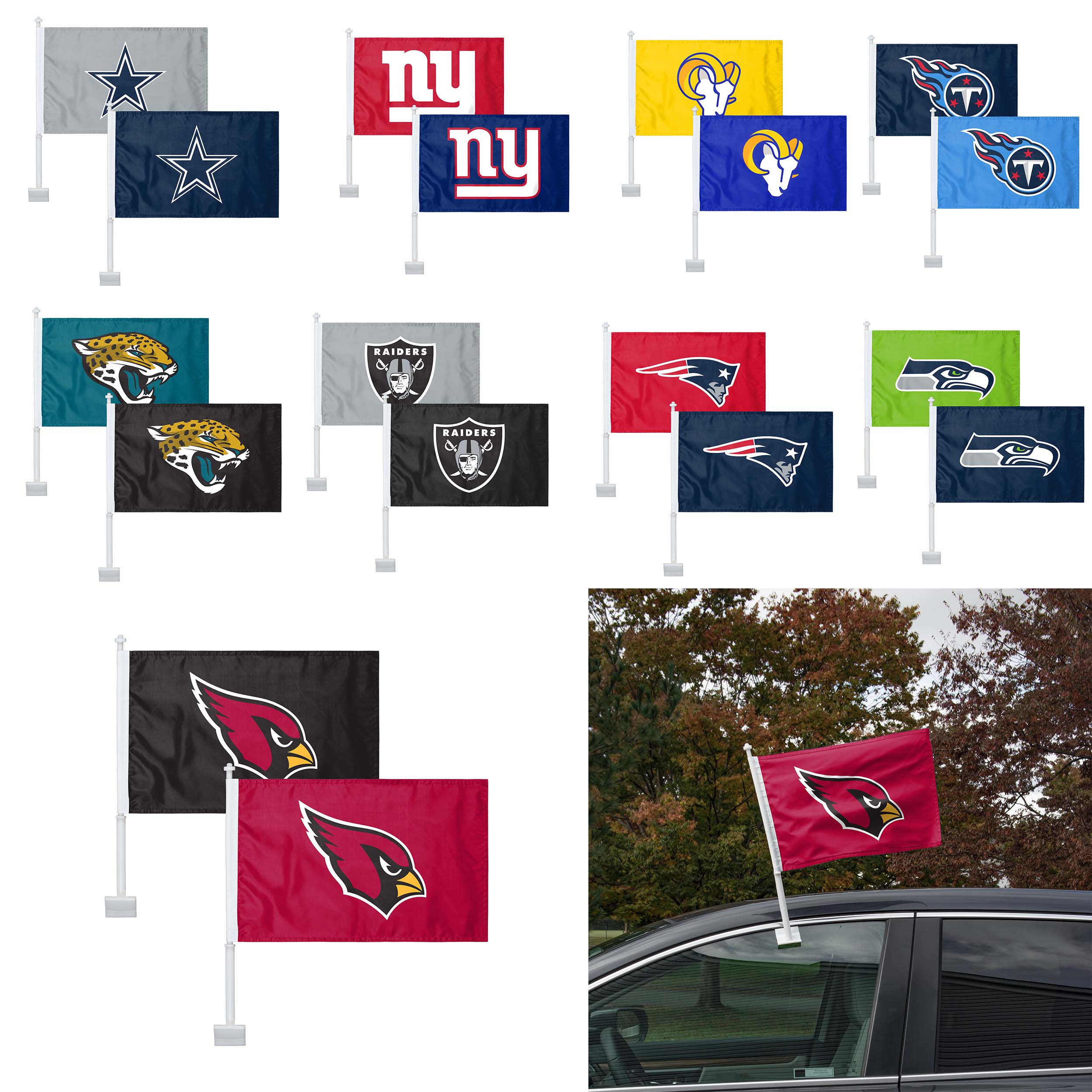 NFL 2 Pack Solid Car Flag - Select Your Team!