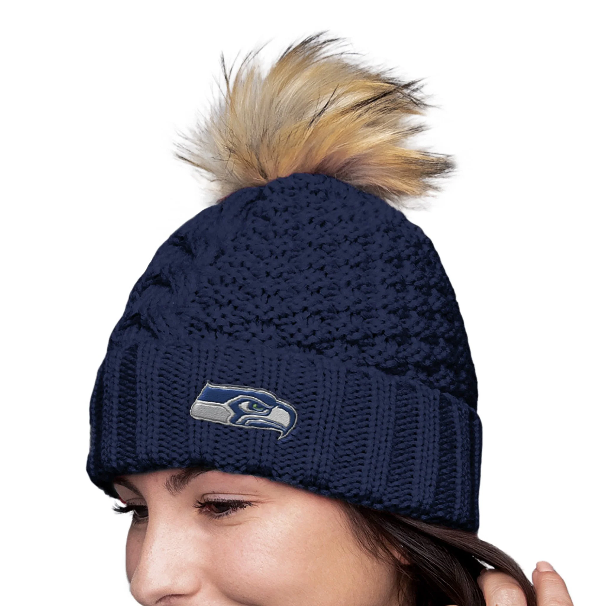 NFL Womens Faux Fur Pom Beanie - Pick Your Team - Image 15