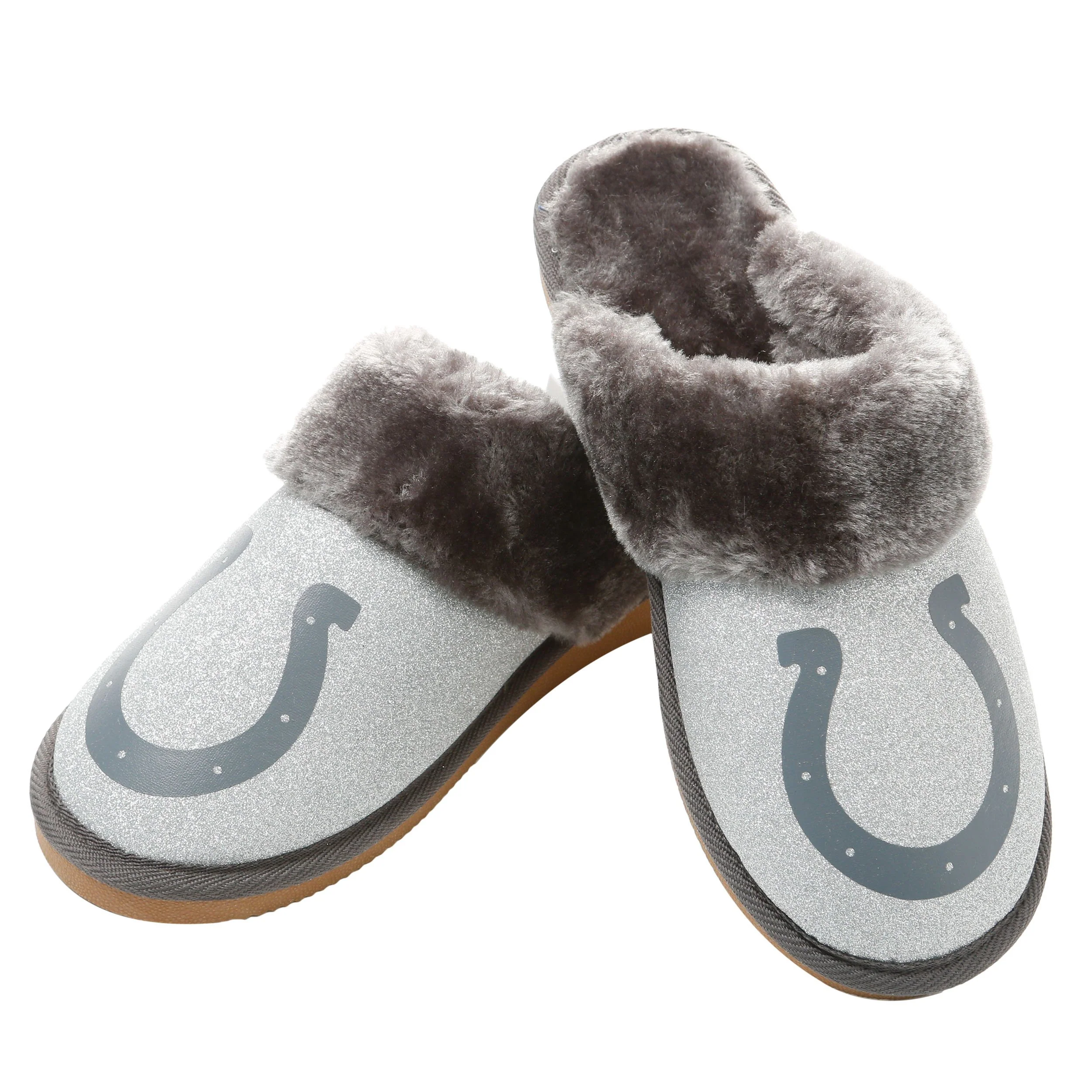 NFL Womens Glitter Open Back Fur Moccasin Slippers - Pick Your Team! - Image 12