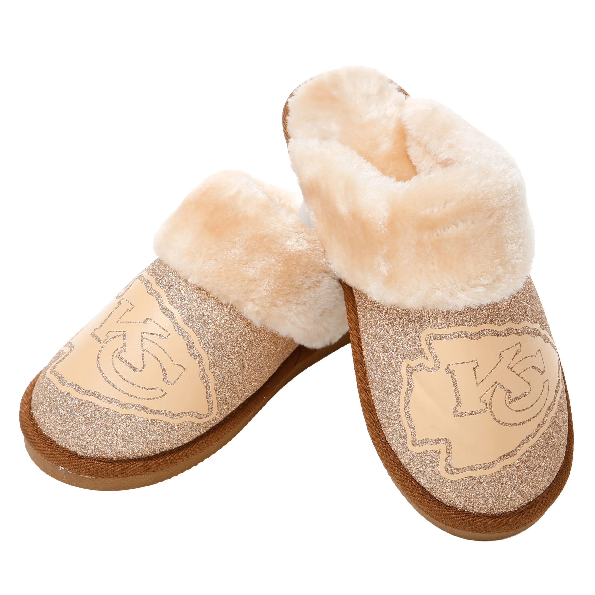 NFL Womens Glitter Open Back Fur Moccasin Slippers - Pick Your Team! - Image 13