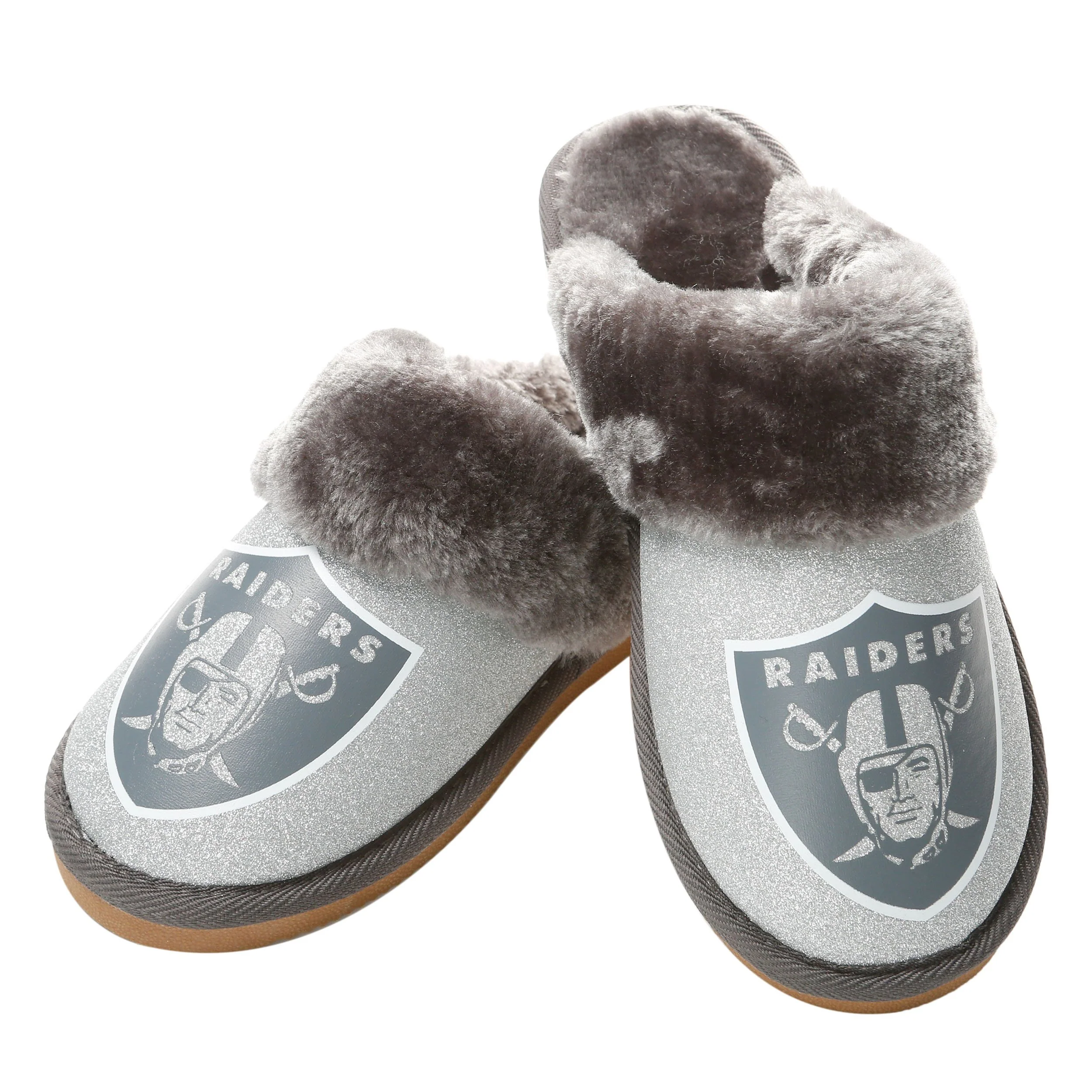 NFL Womens Glitter Open Back Fur Moccasin Slippers - Pick Your Team! - Image 14