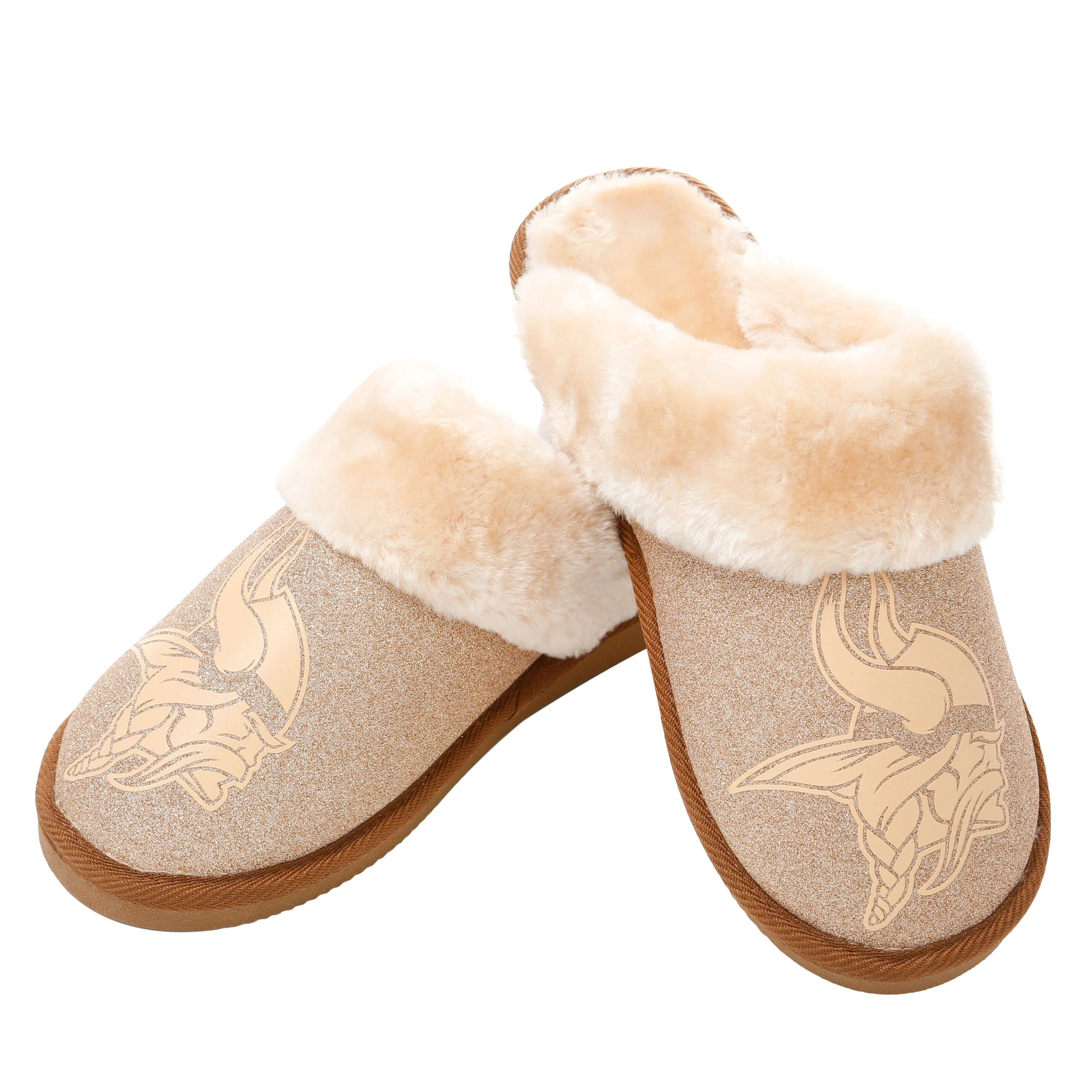 NFL Womens Glitter Open Back Fur Moccasin Slippers - Pick Your Team! - Image 17