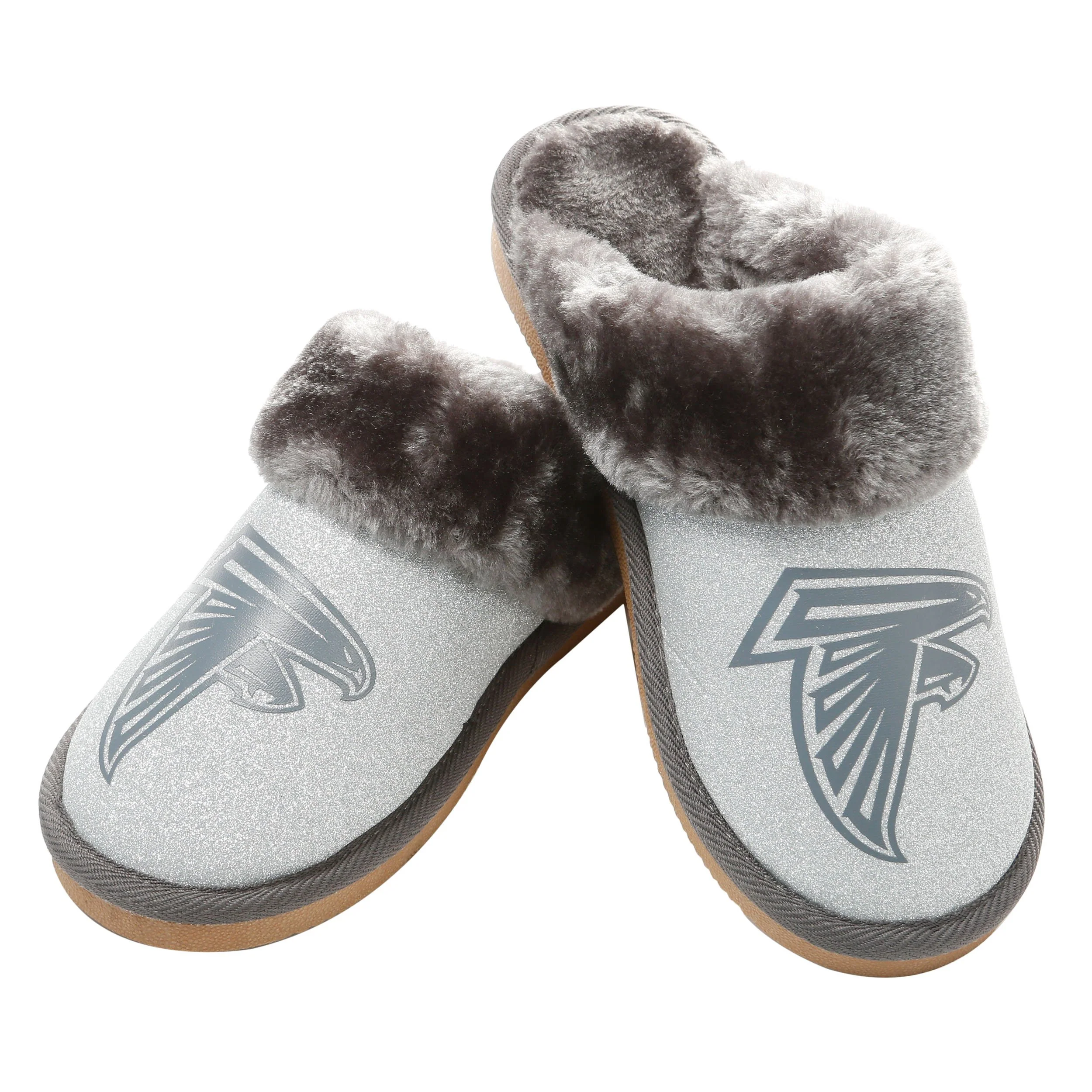 NFL Womens Glitter Open Back Fur Moccasin Slippers - Pick Your Team! - Image 2