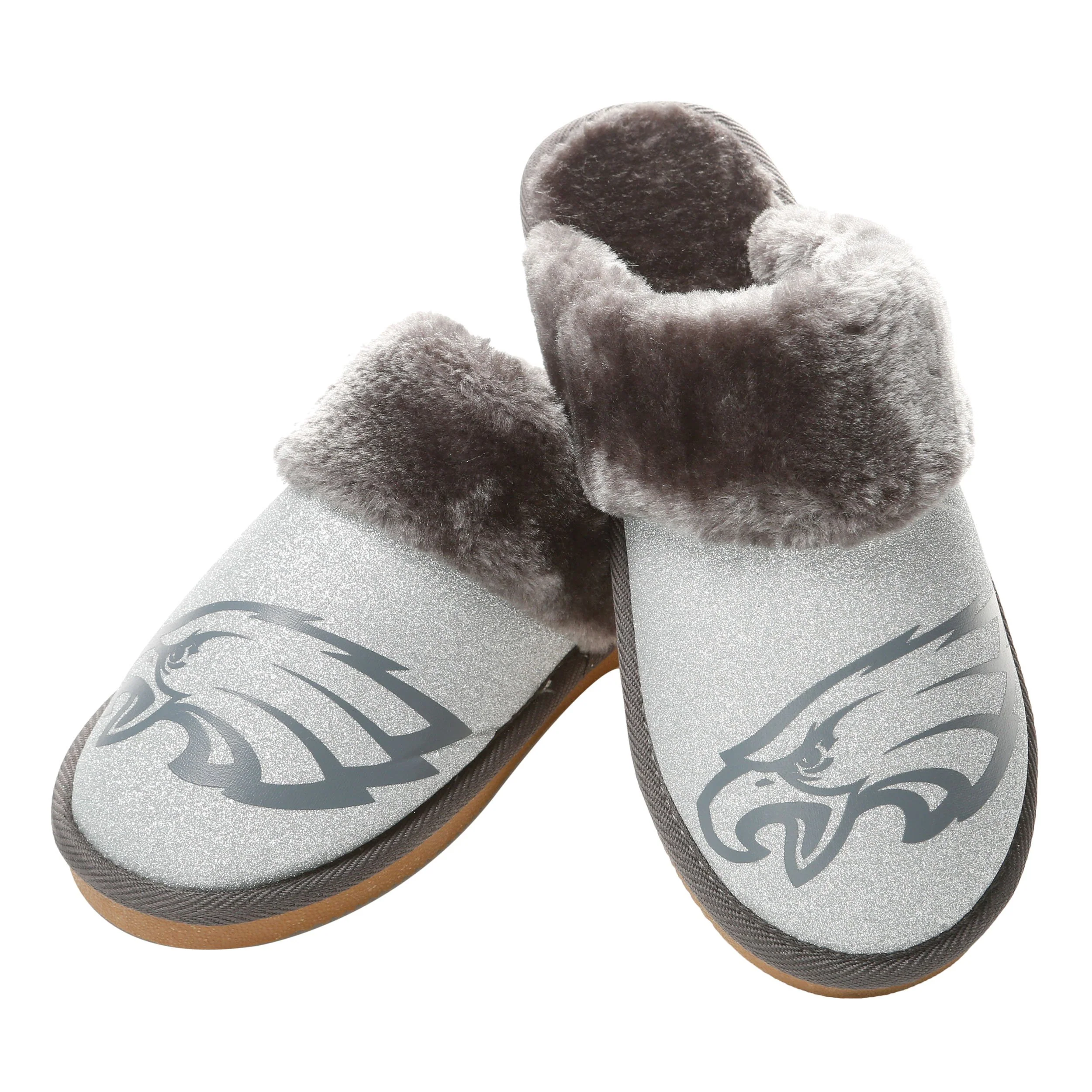 NFL Womens Glitter Open Back Fur Moccasin Slippers - Pick Your Team! - Image 22