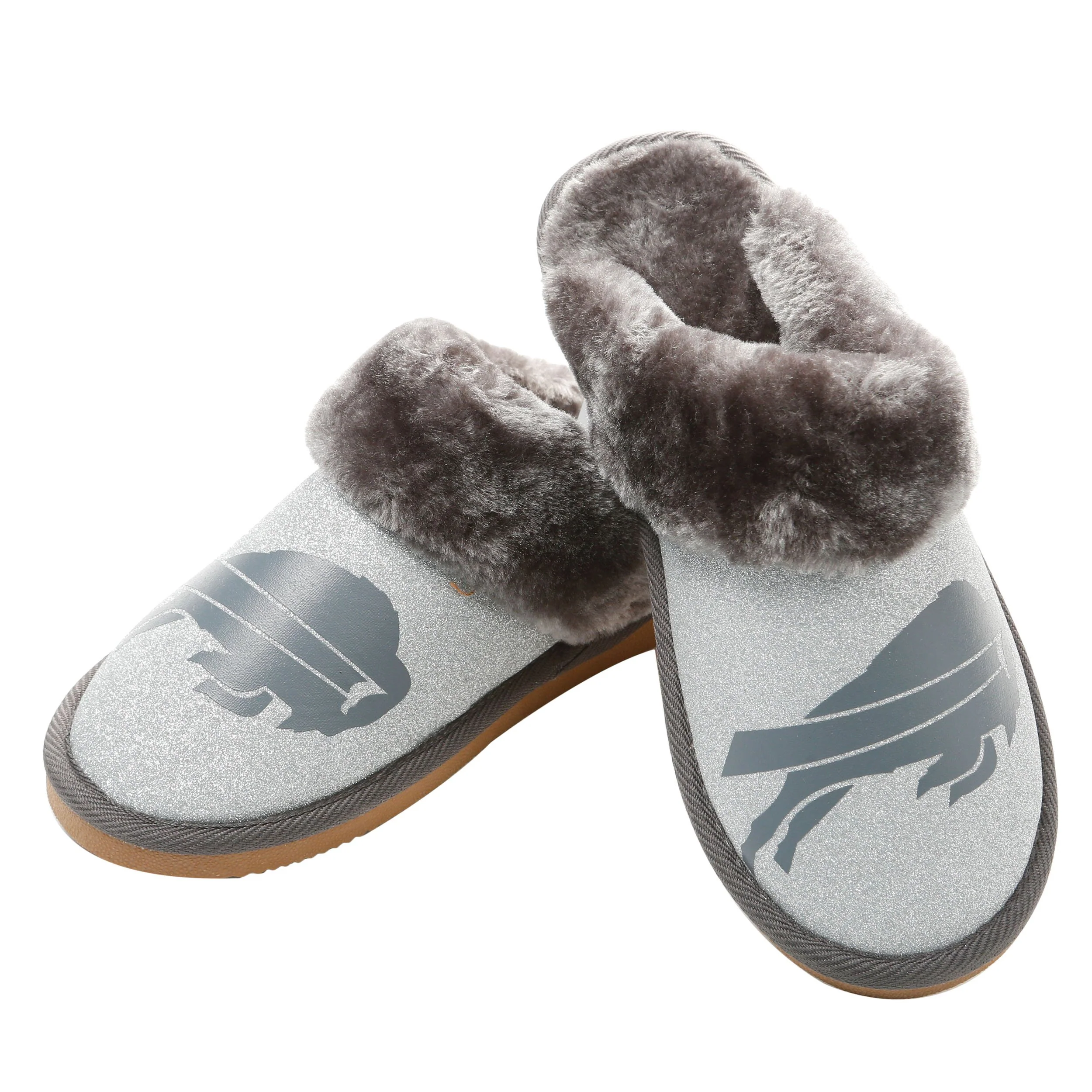 NFL Womens Glitter Open Back Fur Moccasin Slippers - Pick Your Team! - Image 4
