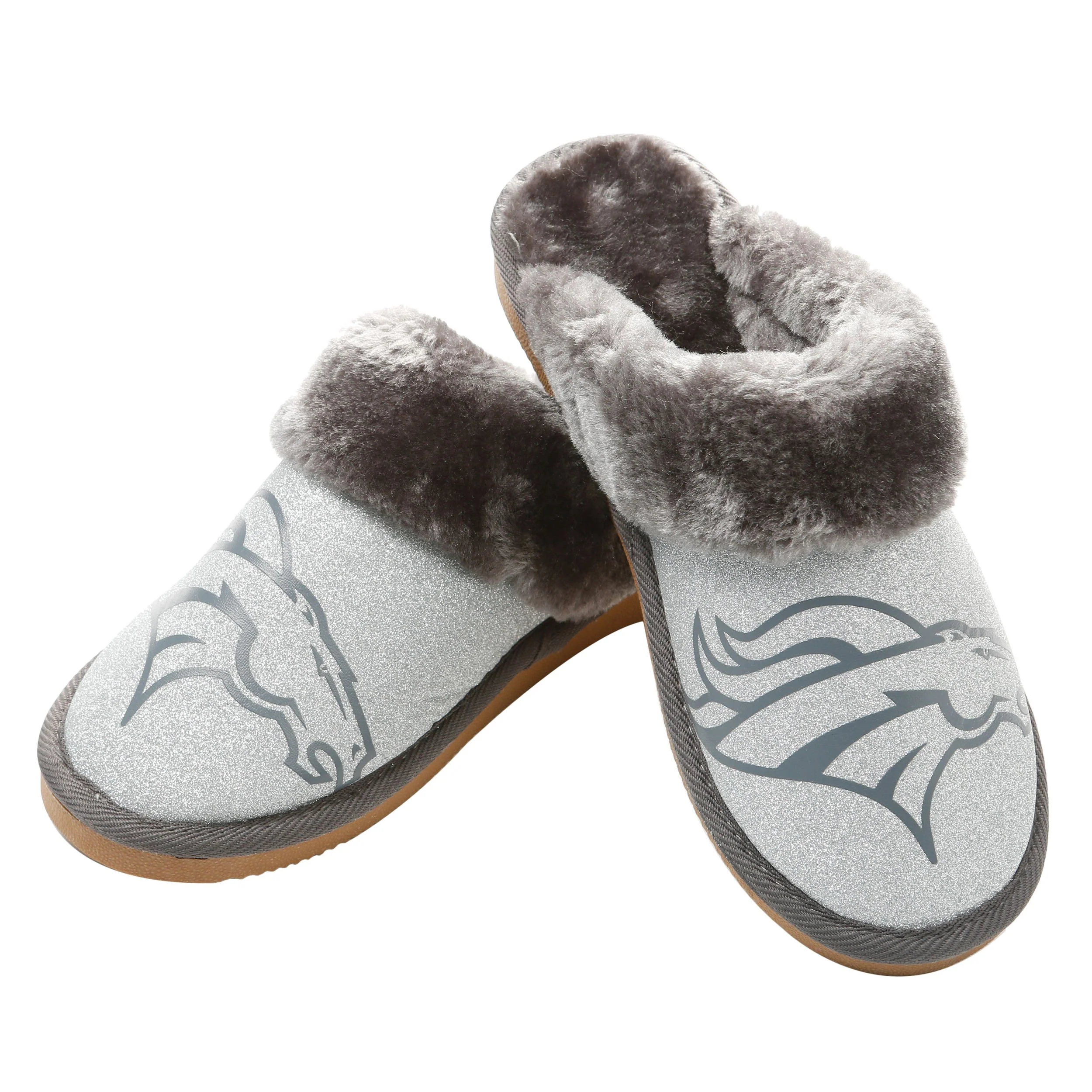 NFL Womens Glitter Open Back Fur Moccasin Slippers - Pick Your Team! - Image 9