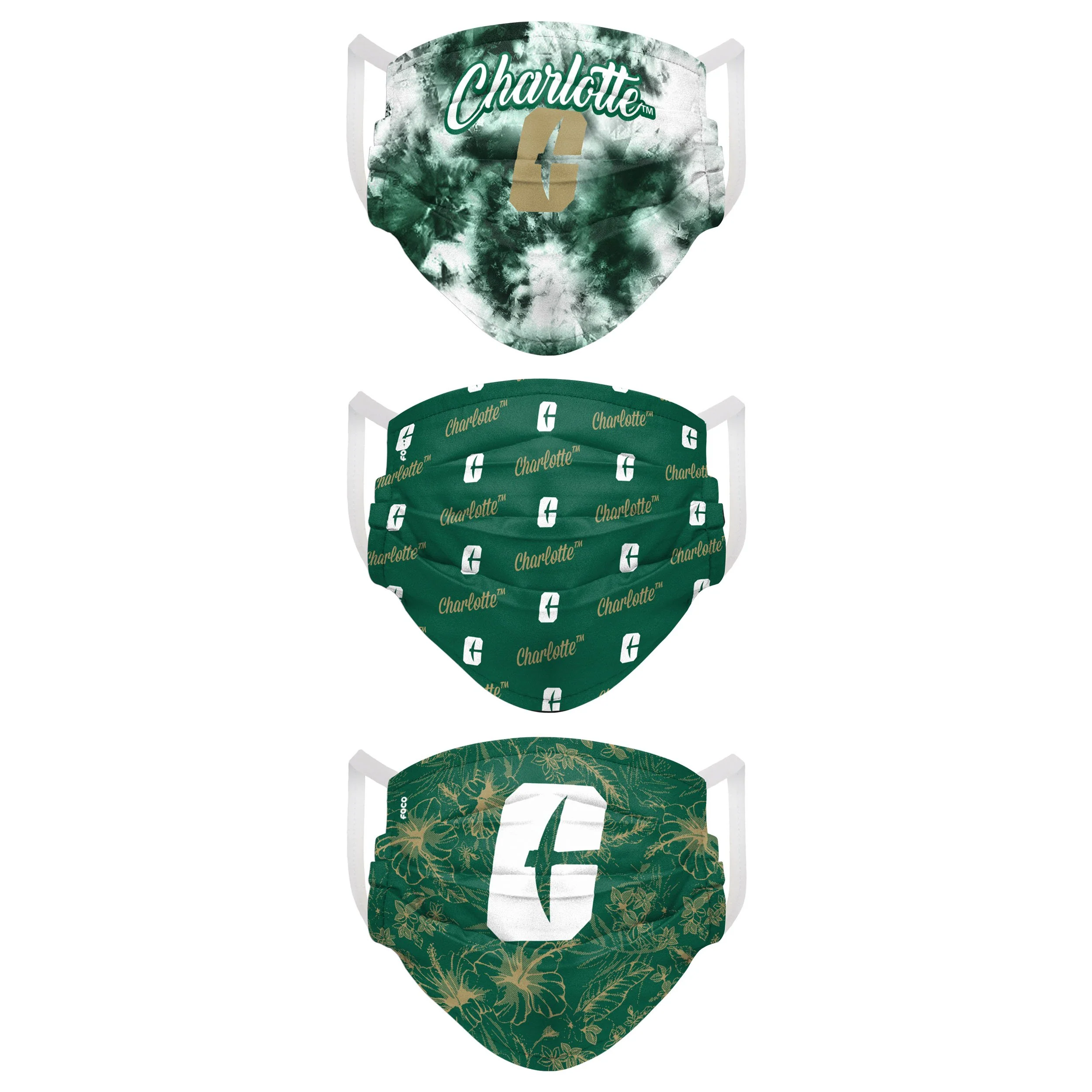 North Carolina Charlotte 49ers NCAA Womens Matchday 3 Pack Face Cover - Image 2