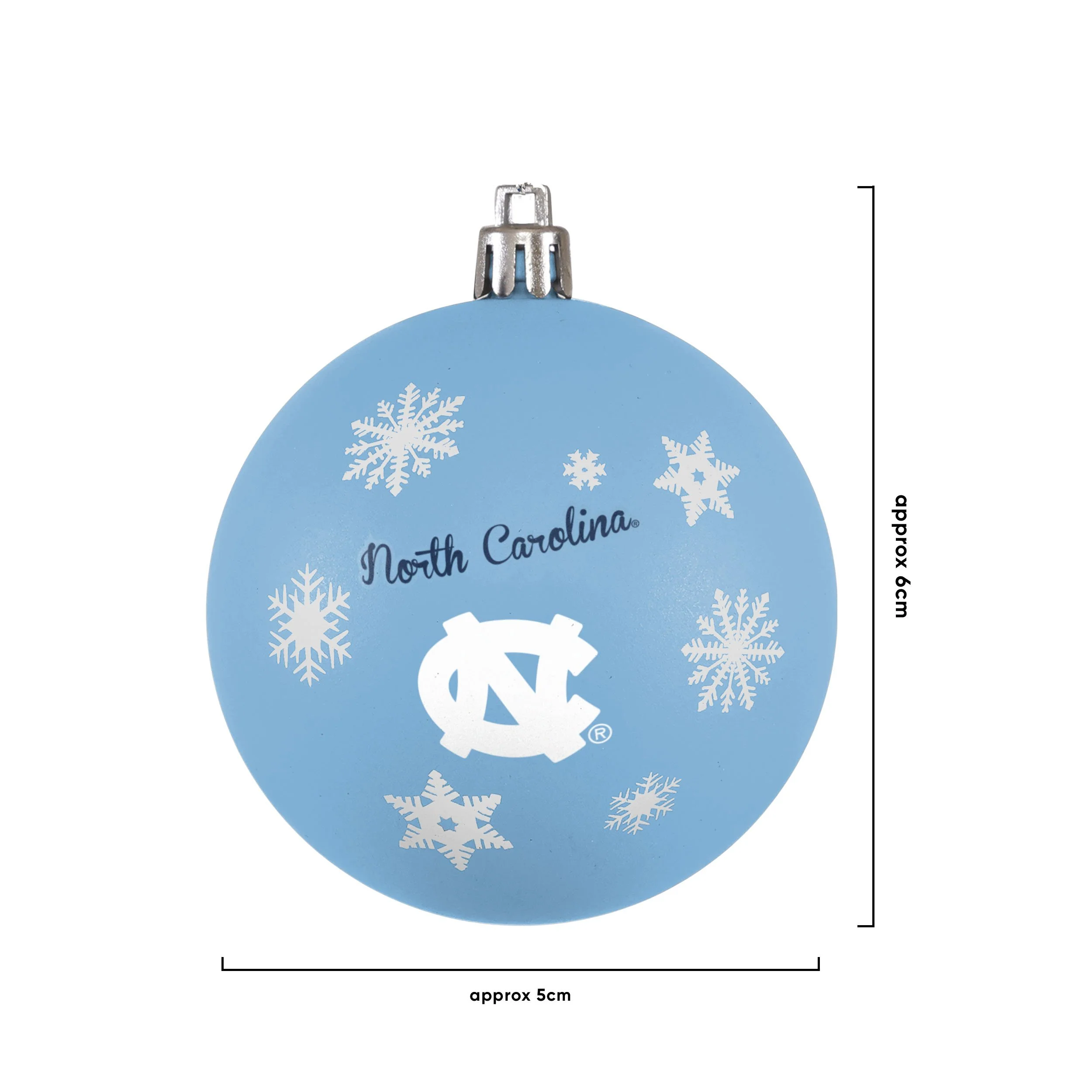 North Carolina Tar Heels NCAA 5 Pack Shatterproof Ball Ornament Set - Image 3