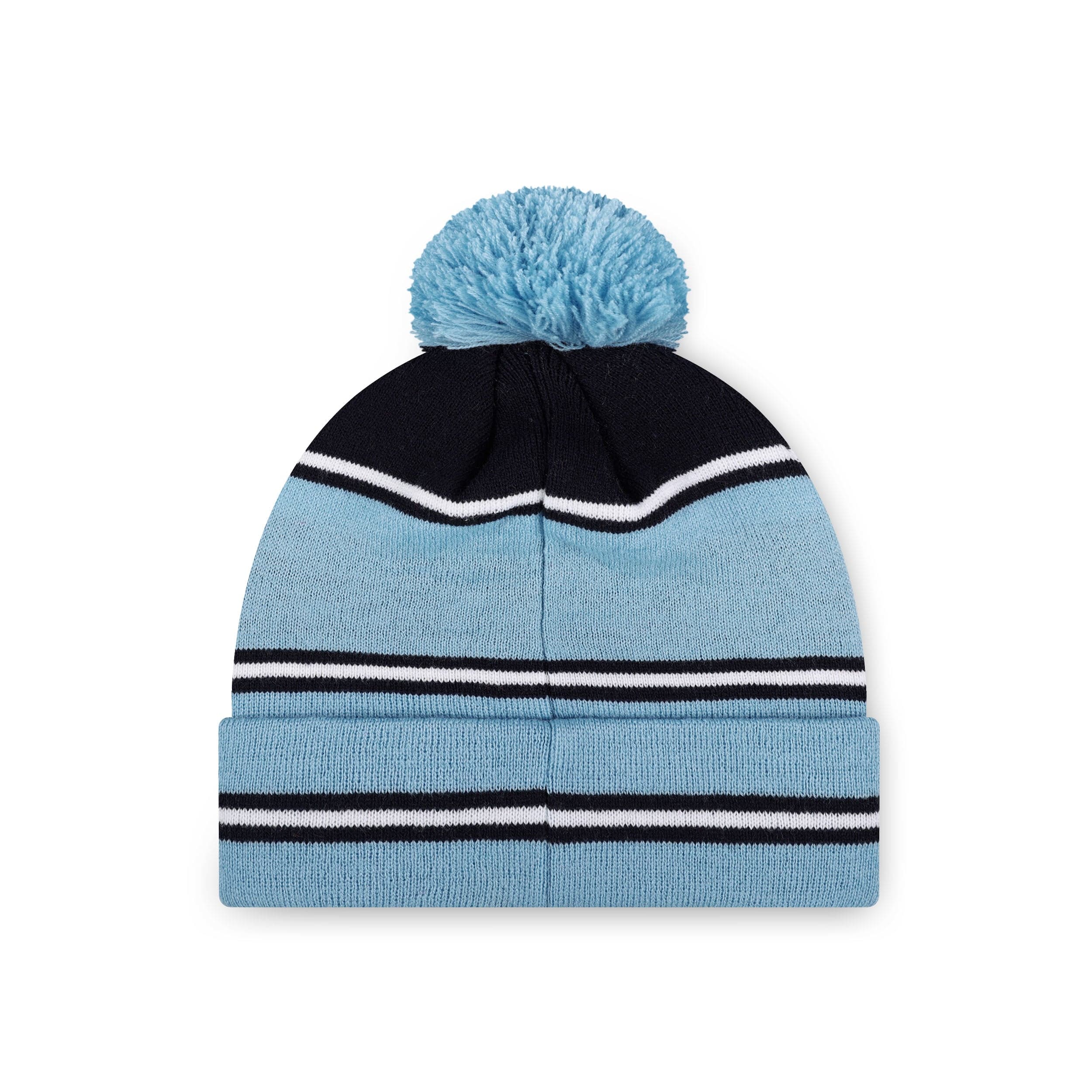 North Carolina Tar Heels NCAA Big Wordmark Stripe Pom Beanie - Image 2