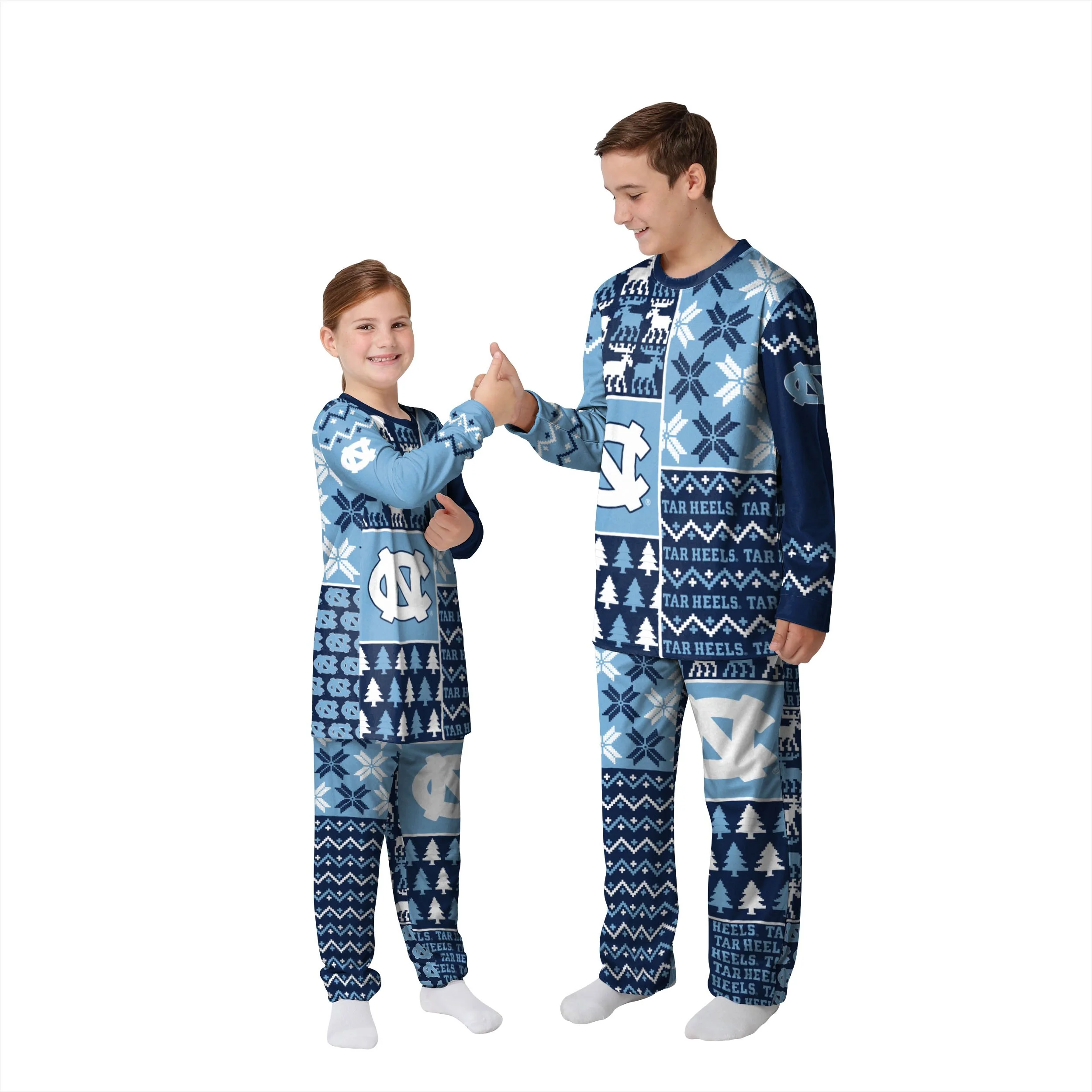 North Carolina Tar Heels NCAA Busy Block Family Holiday Pajamas - Image 4