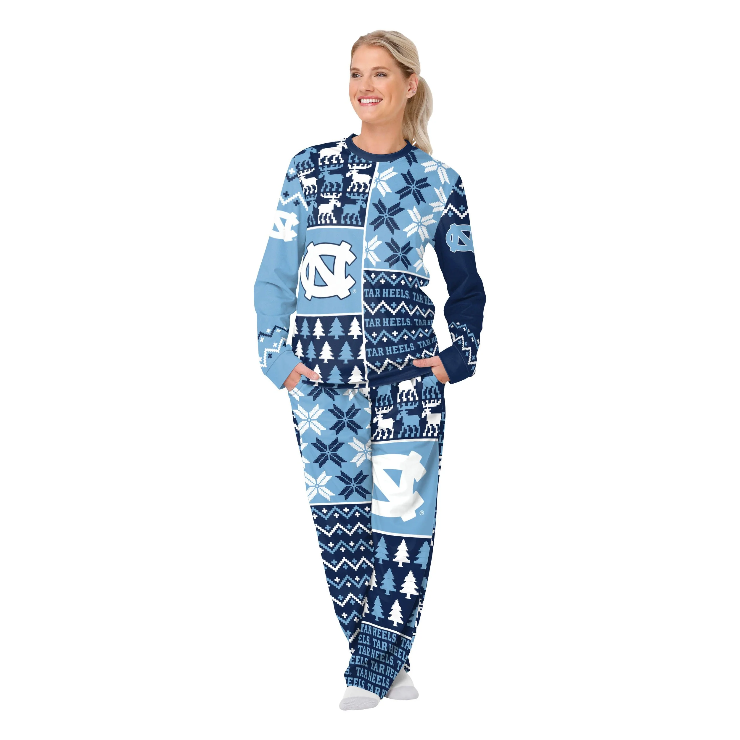 North Carolina Tar Heels NCAA Busy Block Family Holiday Pajamas - Image 5
