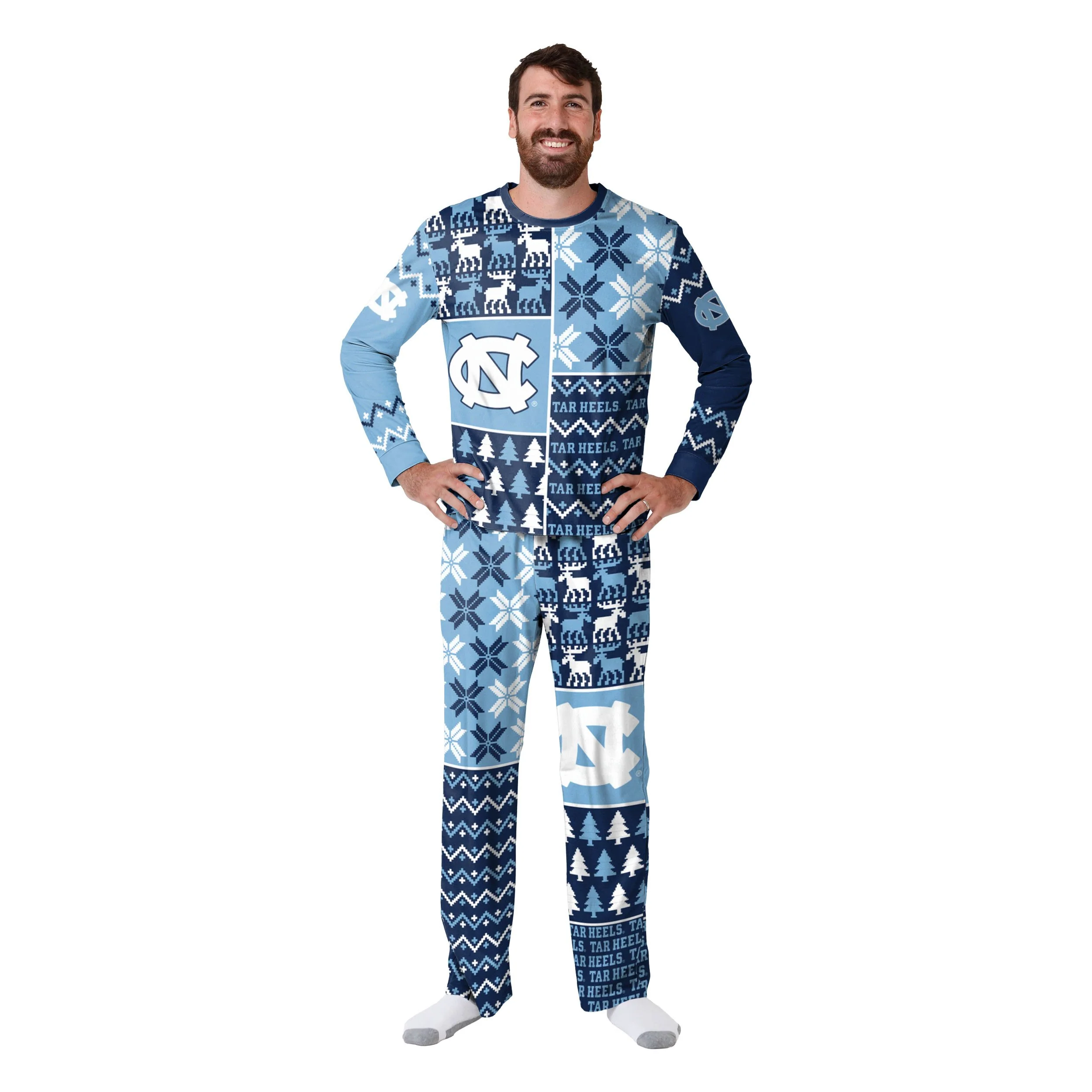 North Carolina Tar Heels NCAA Busy Block Family Holiday Pajamas - Image 6