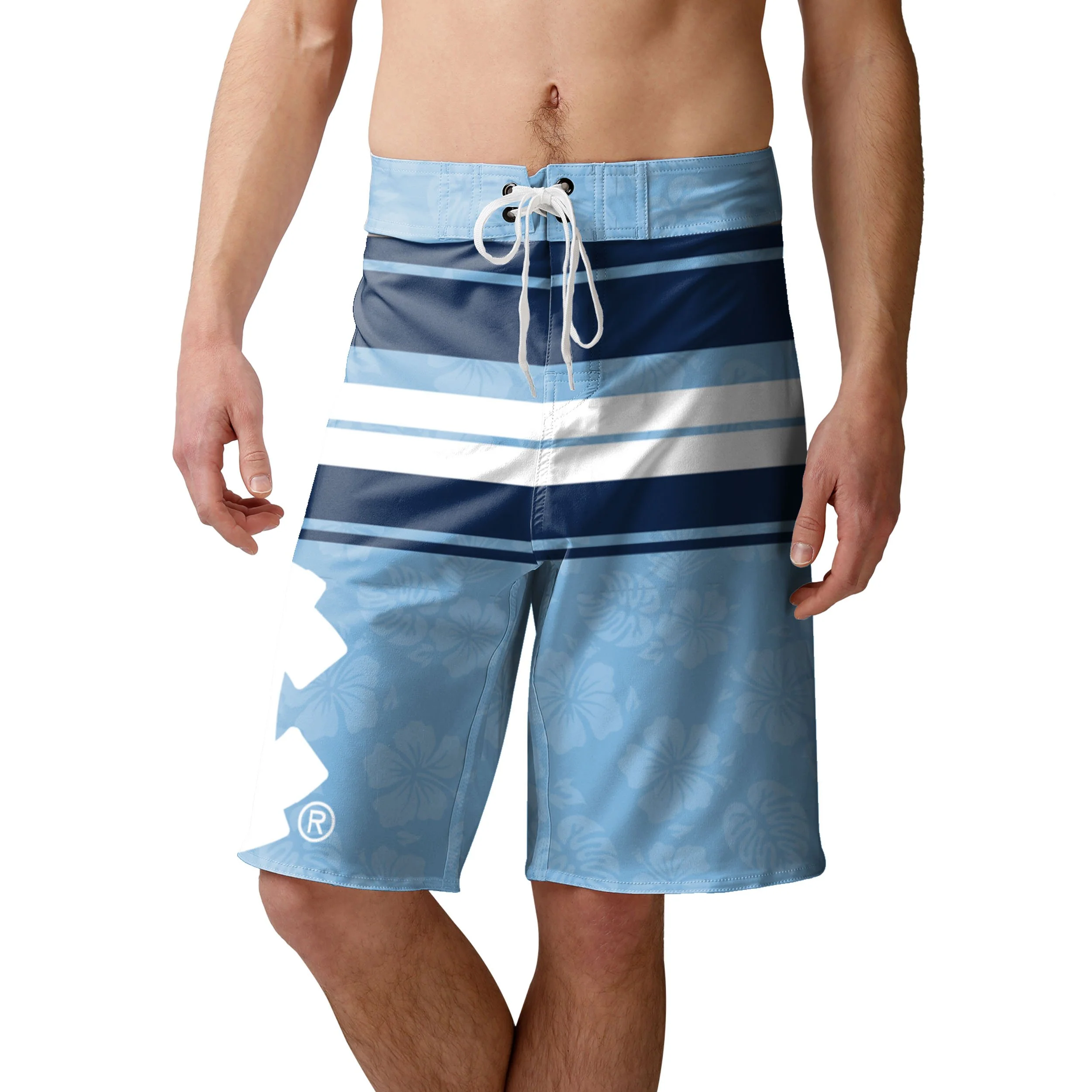 North Carolina Tar Heels NCAA Mens Hibiscus Boardwalk Stripe Boardshorts - Image 2